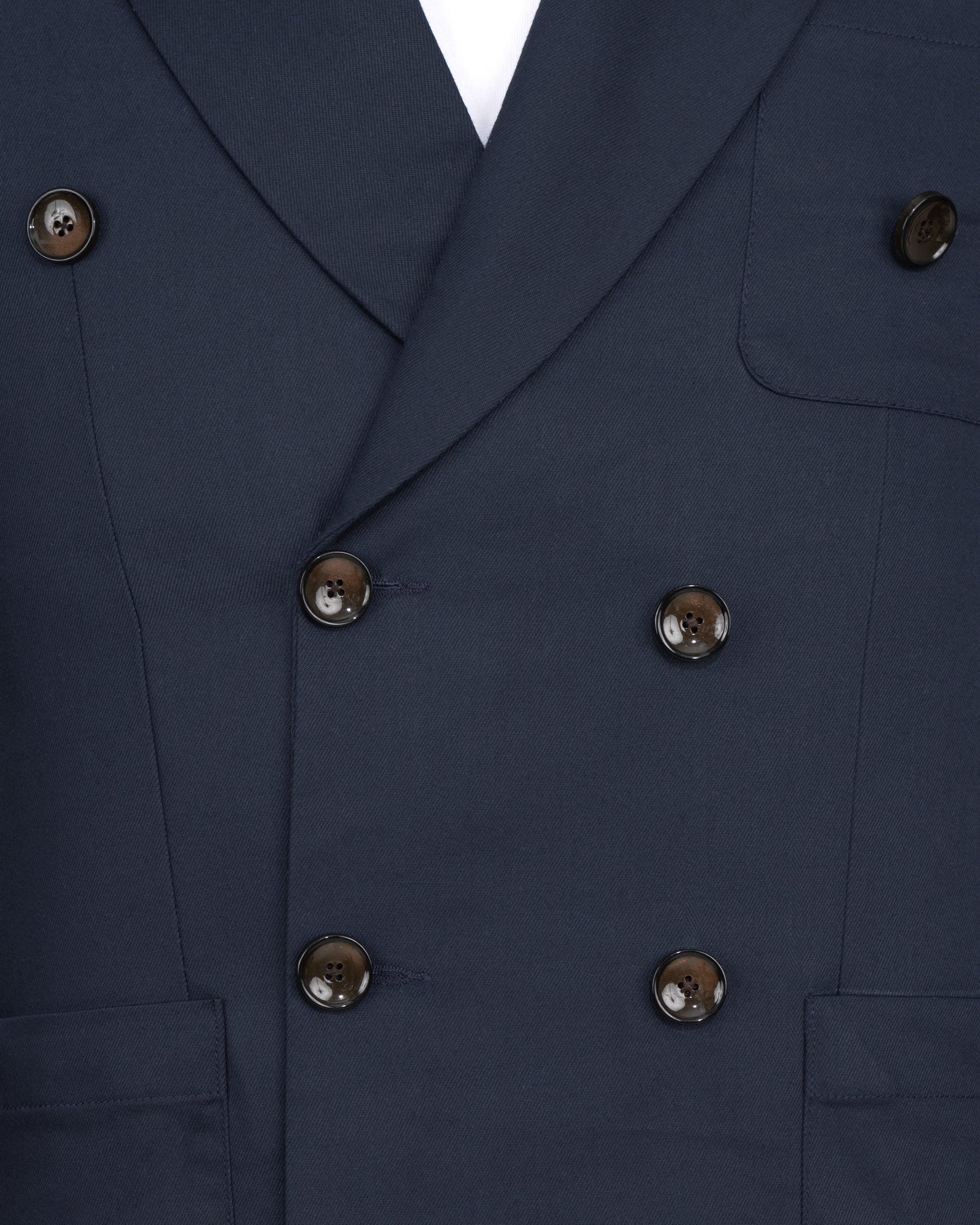 Tuna Blue Double-Breasted Wool Rich Sports Blazer