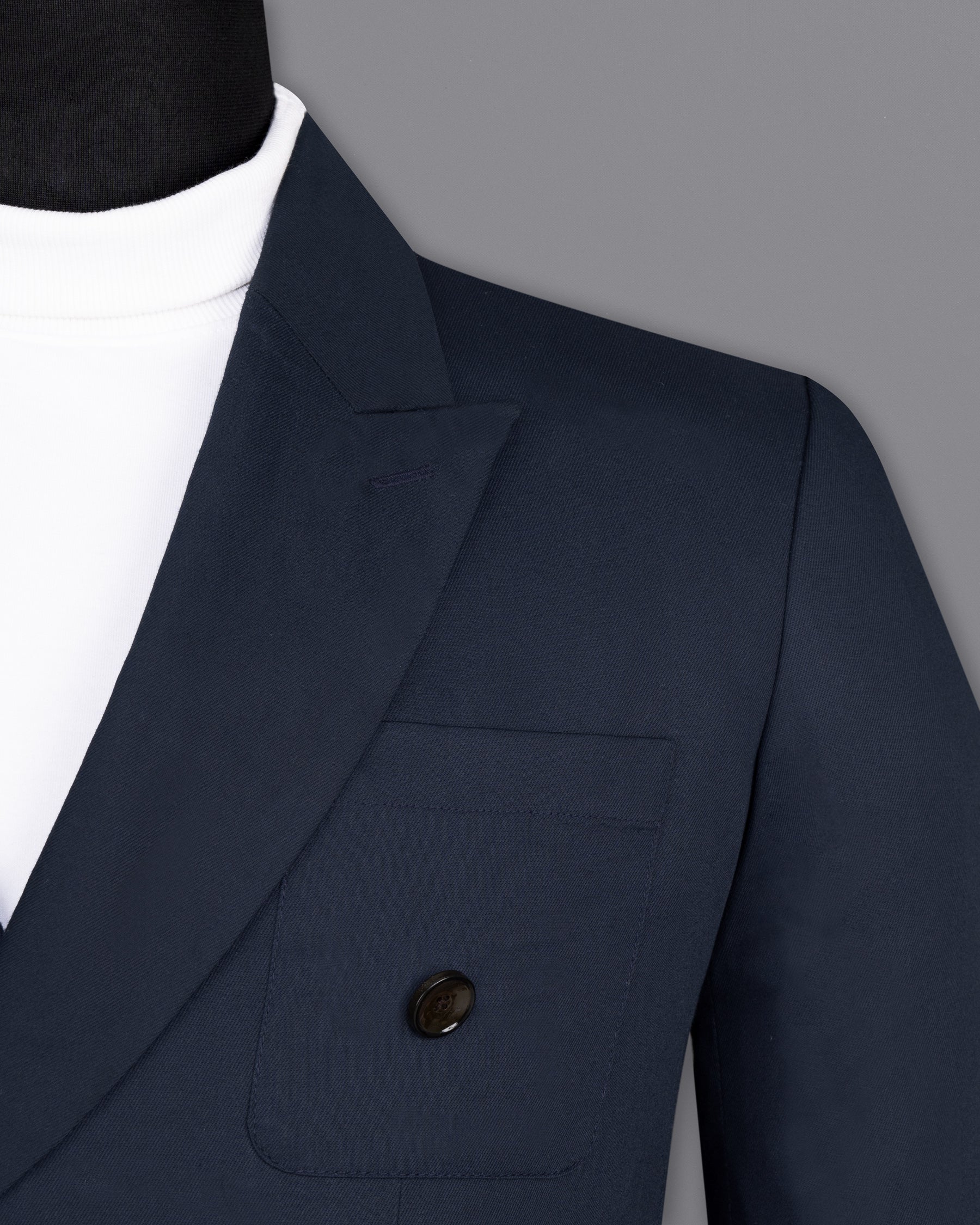 Tuna Blue Double-Breasted Wool Rich Sports Blazer