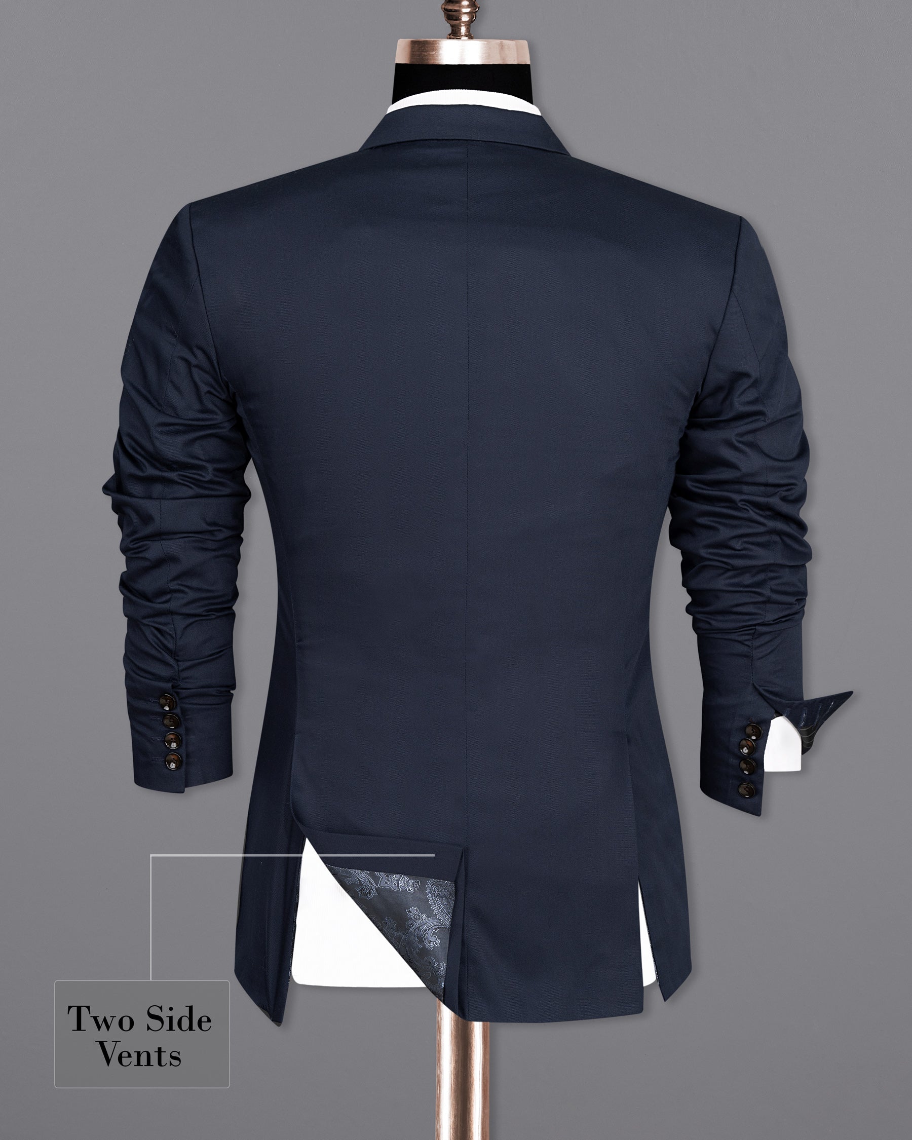 Tuna Blue Double-Breasted Wool Rich Sports Blazer