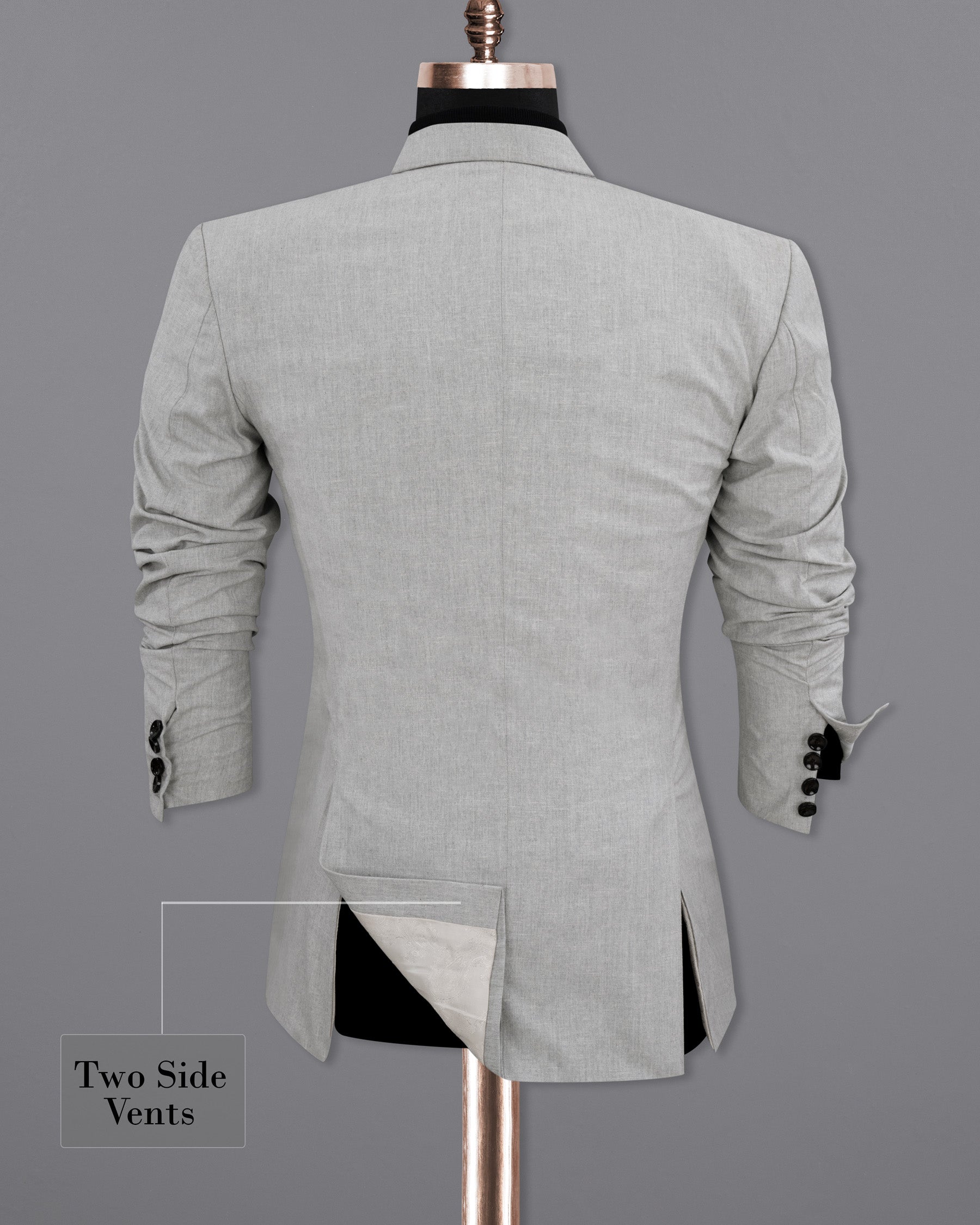 Pumice Grey Double-Breasted Wool Rich Blazer