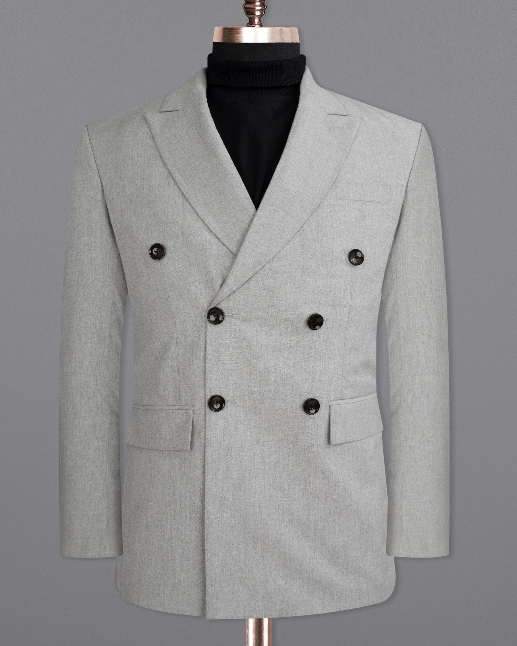 Pumice Grey Double-Breasted Wool Rich Blazer BL1375-DB-36, BL1375-DB-38, BL1375-DB-40, BL1375-DB-42, BL1375-DB-44, BL1375-DB-46, BL1375-DB-48, BL1375-DB-50, BL1375-DB-52, BL1375-DB-54, BL1375-DB-56, BL1375-DB-58, BL1375-DB-60