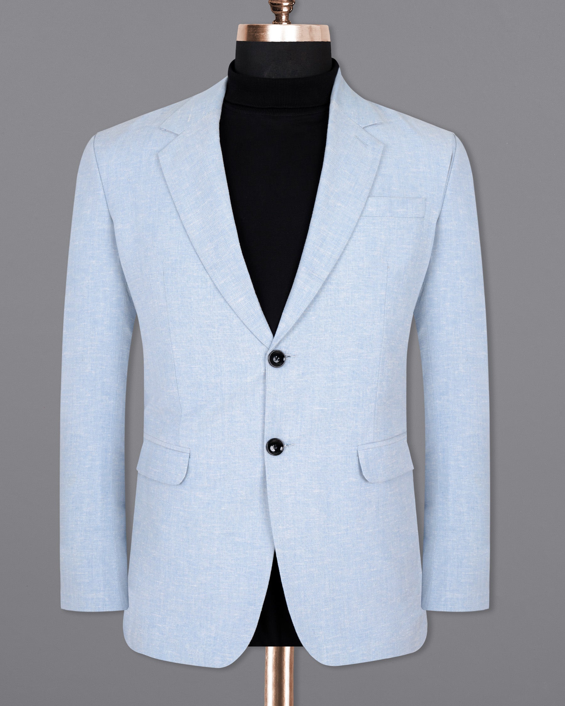 Sky Blue Luxurious Linen Blazer BL1392-SB-36, BL1392-SB-38, BL1392-SB-40, BL1392-SB-42, BL1392-SB-44, BL1392-SB-46, BL1392-SB-48, BL1392-SB-50, BL1392-SB-52, BL1392-SB-54, BL1392-SB-56, BL1392-SB-58, BL1392-SB-60