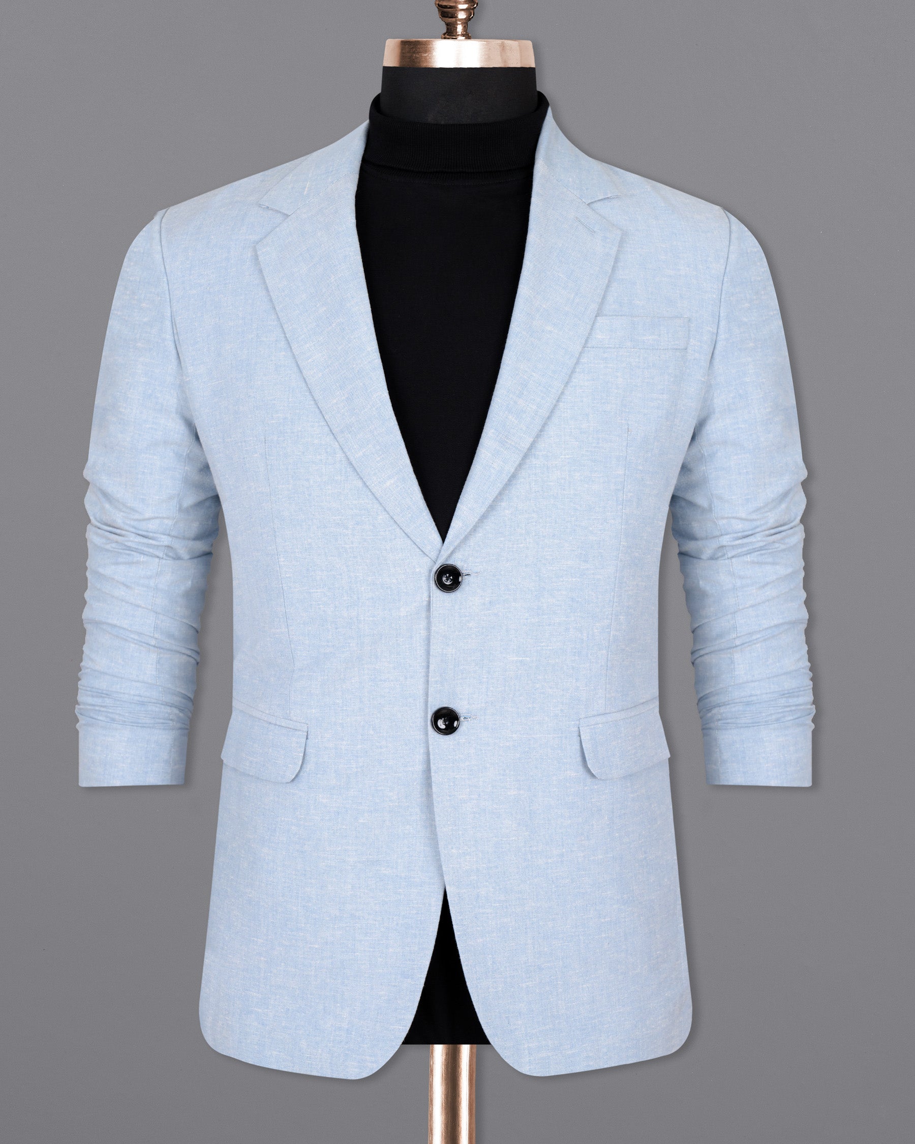 Sky Blue Luxurious Linen Blazer BL1392-SB-36, BL1392-SB-38, BL1392-SB-40, BL1392-SB-42, BL1392-SB-44, BL1392-SB-46, BL1392-SB-48, BL1392-SB-50, BL1392-SB-52, BL1392-SB-54, BL1392-SB-56, BL1392-SB-58, BL1392-SB-60