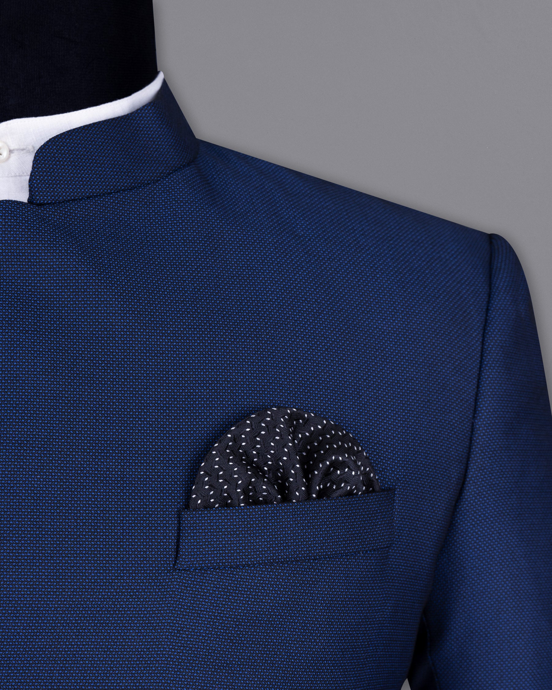 Royal Blue Cross Button Bandhgala Wool rich Blazer BL1406-CBG-36, BL1406-CBG-38, BL1406-CBG-40, BL1406-CBG-42, BL1406-CBG-44, BL1406-CBG-46, BL1406-CBG-48, BL1406-CBG-50, BL1406-CBG-52, BL1406-CBG-54, BL1406-CBG-56, BL1406-CBG-58, BL1406-CBG-60