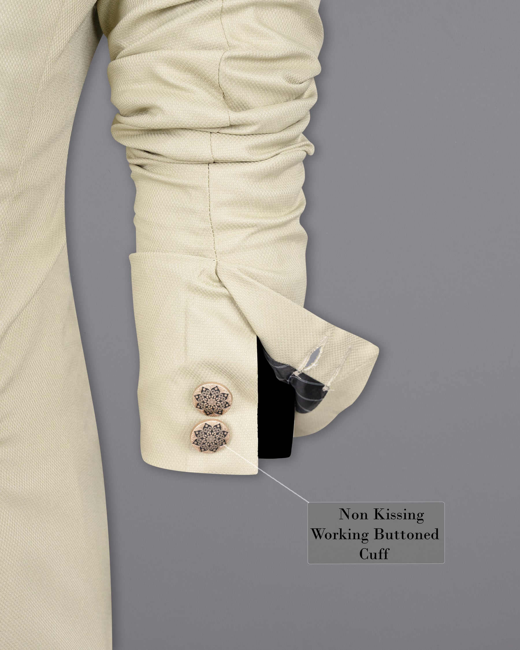 Bone Cross Placket Bandhgala Wool rich Blazer