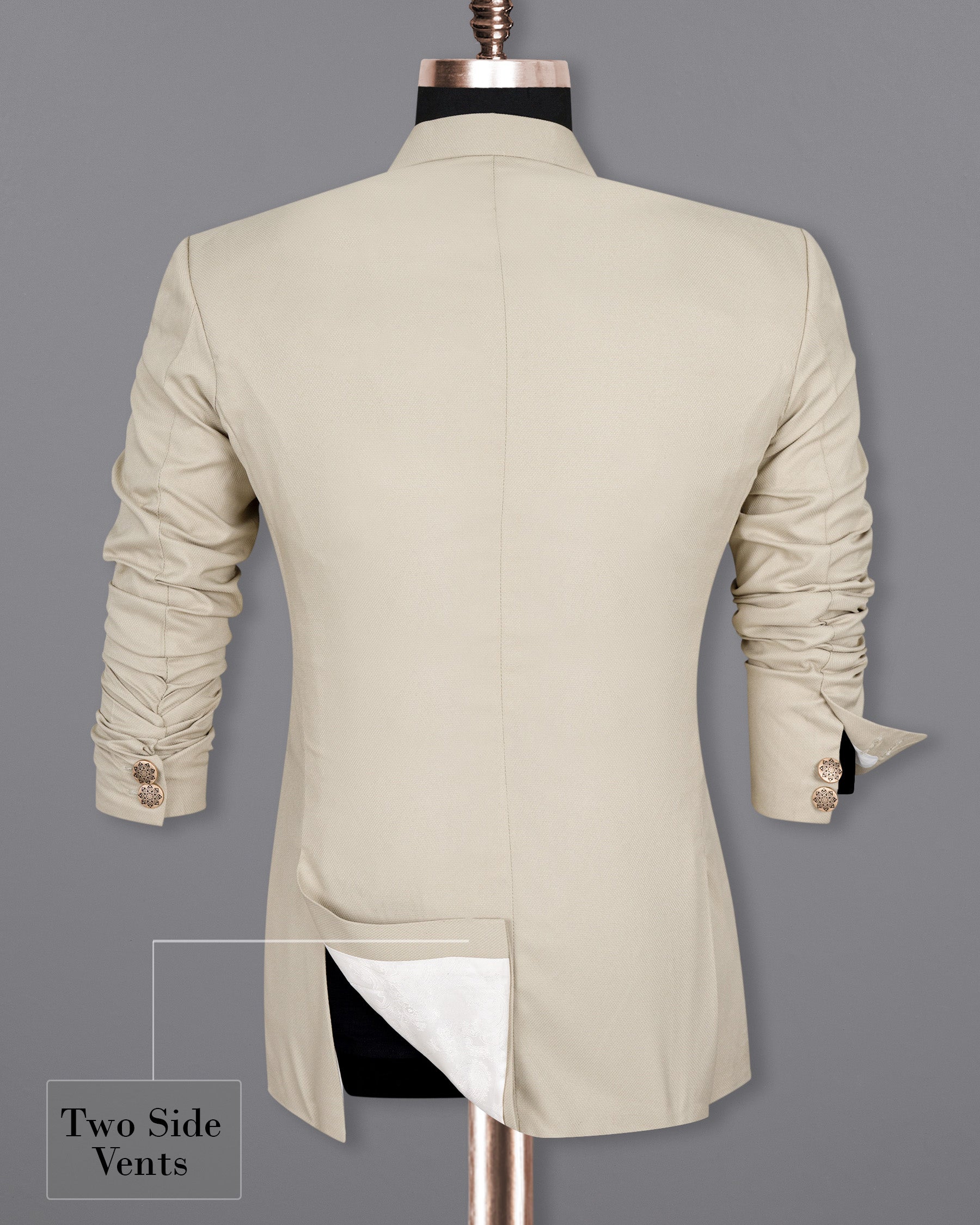 Sisal Cream Cross Buttoned Wool Rich Bandhgala Blazer BL1443-CBG-36,BL1443-CBG-38,BL1443-CBG-40,BL1443-CBG-42,BL1443-CBG-44,BL1443-CBG-46,BL1443-CBG-48,BL1443-CBG-50,BL1443-CBG-52,BL1443-CBG-54,BL1443-CBG-56,BL1443-CBG-58,BL1443-CBG-60