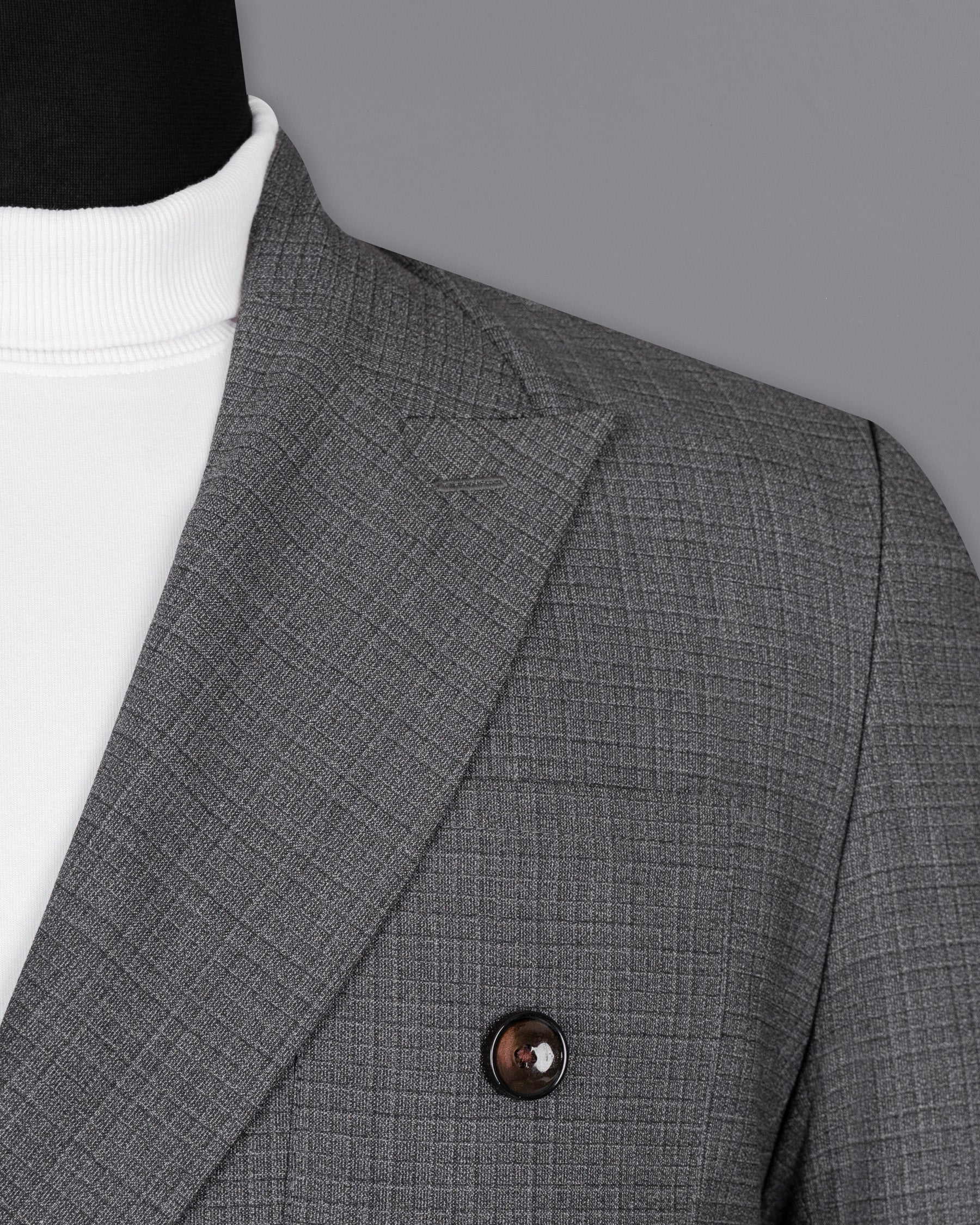 Fuscous Gray Chequered Double Breasted Wool Rich Sports Blazer BL1448-DB-PP-36,BL1448-DB-PP-38,BL1448-DB-PP-40,BL1448-DB-PP-42,BL1448-DB-PP-44,BL1448-DB-PP-46,BL1448-DB-PP-48,BL1448-DB-PP-50,BL1448-DB-PP-52,BL1448-DB-PP-54,BL1448-DB-PP-56,BL1448-DB-PP-58,BL1448-DB-PP-60