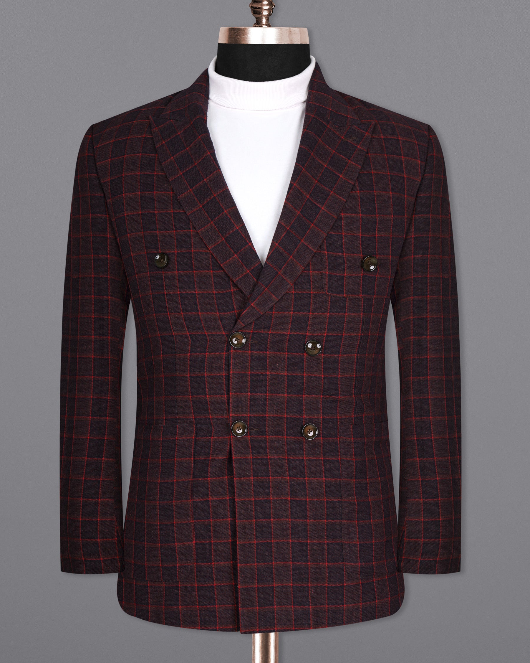 Castro and Well-Read windowpane Double Breasted Premium Cotton Blazer