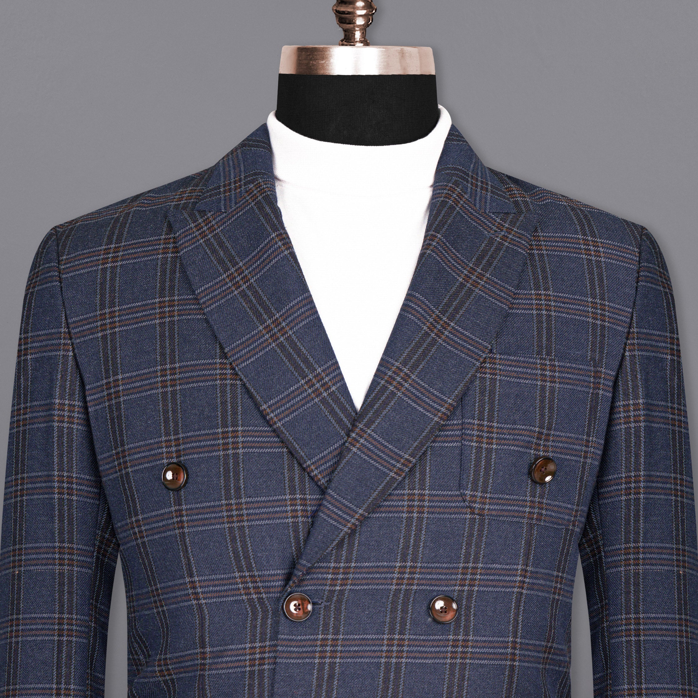 Licorice Blue Plaid heavyweight tweed Wool Rich Double Breasted Blazer  BL1453-DB-PP-36,BL1453-DB-PP-38,BL1453-DB-PP-40,BL1453-DB-PP-42,BL1453-DB-PP-44,BL1453-DB-PP-46,BL1453-DB-PP-48,BL1453-DB-PP-50,BL1453-DB-PP-52,BL1453-DB-PP-54,BL1453-DB-PP-56,BL1453-DB-PP-58,BL1453-DB-PP-60