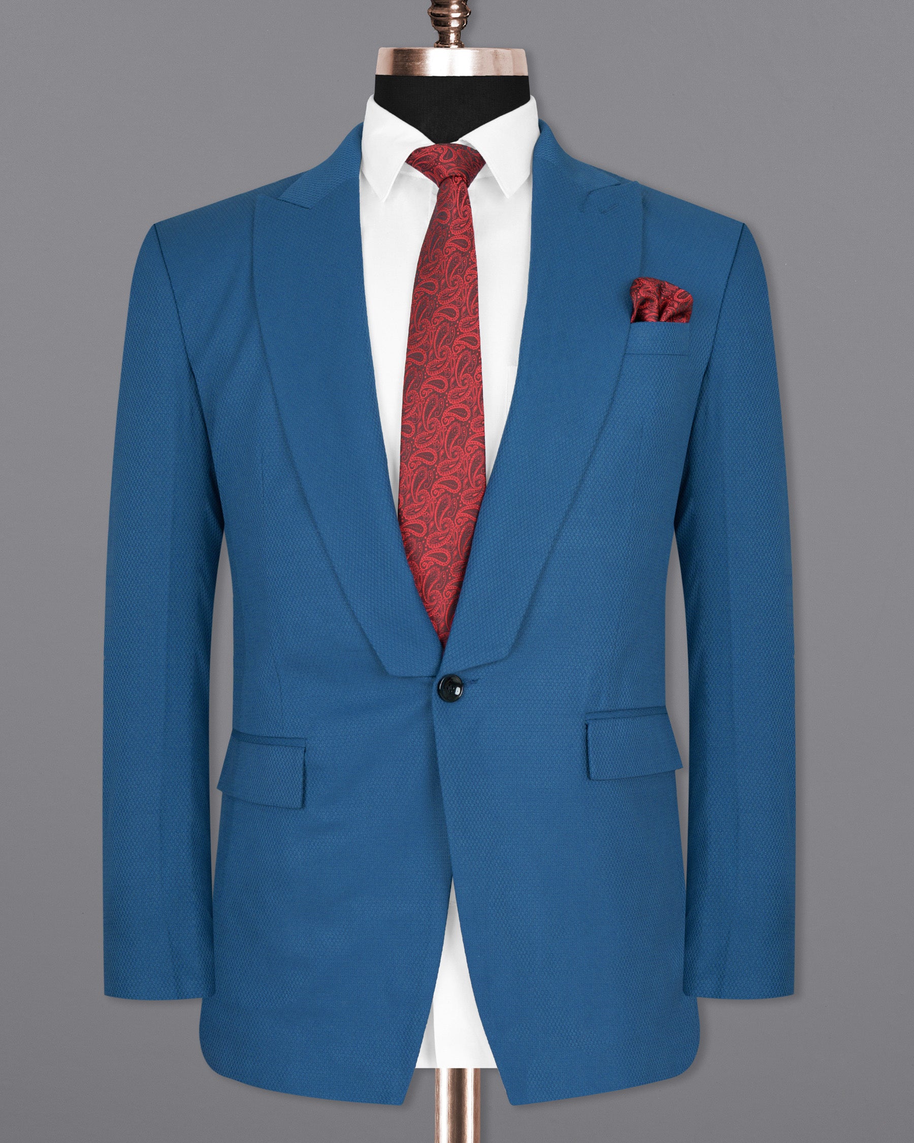 Orient Blue Diamond Textured Woolrich Blazer BL1477-D22-36,BL1477-D22-38,BL1477-D22-40,BL1477-D22-42,BL1477-D22-44,BL1477-D22-46,BL1477-D22-48,BL1477-D22-50,BL1477-D22-52,BL1477-D22-54,BL1477-D22-56,BL1477-D22-58,BL1477-D22-60