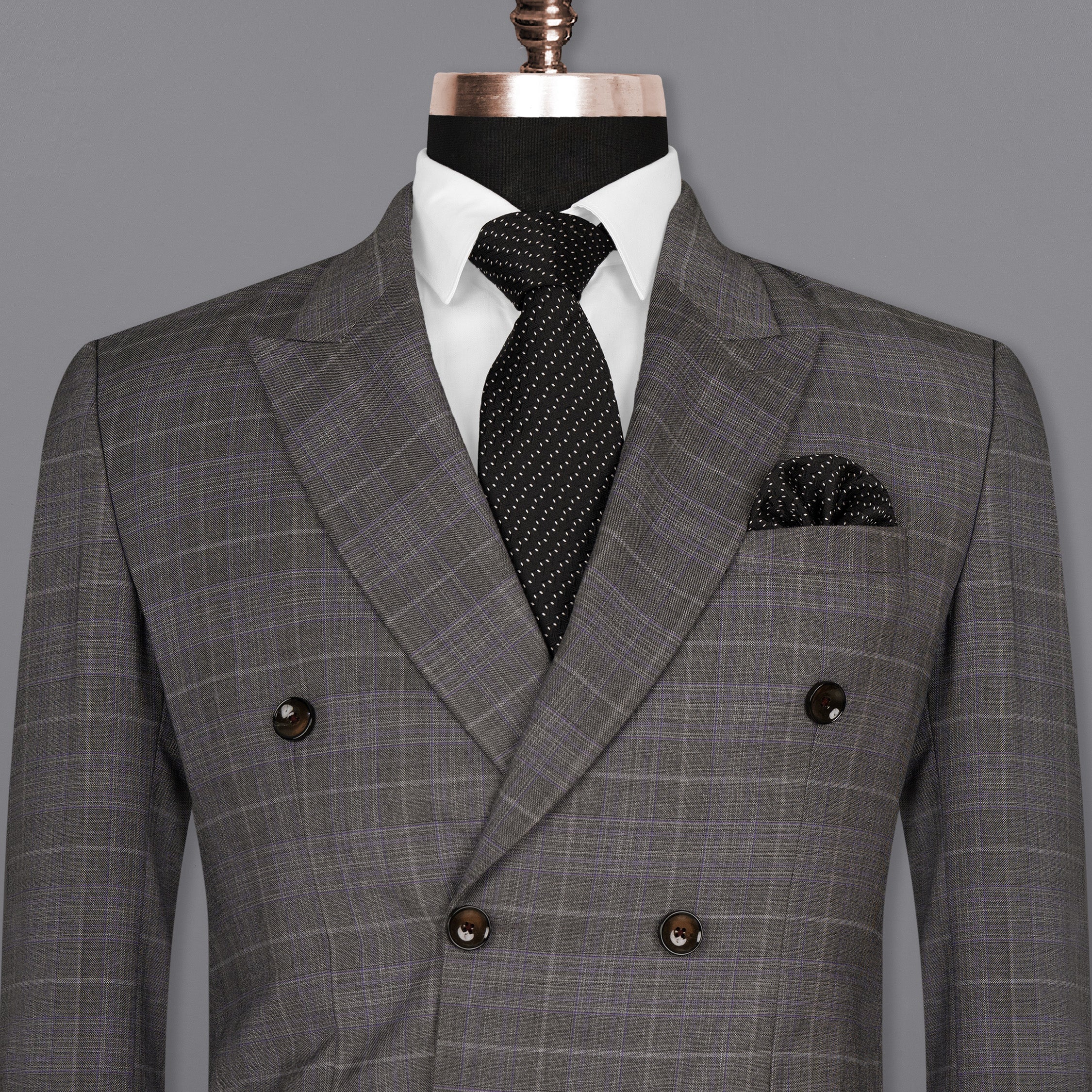 Chicago Grey Windowpane Woolrich Double Breasted Blazer BL1480-D22-36,BL1480-DB-38,BL1480-DB-40,BL1480-DB-42,BL1480-DB-44,BL1480-DB-46,BL1480-DB-48,BL1480-DB-50,BL1480-DB-52,BL1480-DB-54,BL1480-DB-56,BL1480-DB-58,BL1480-DB-60