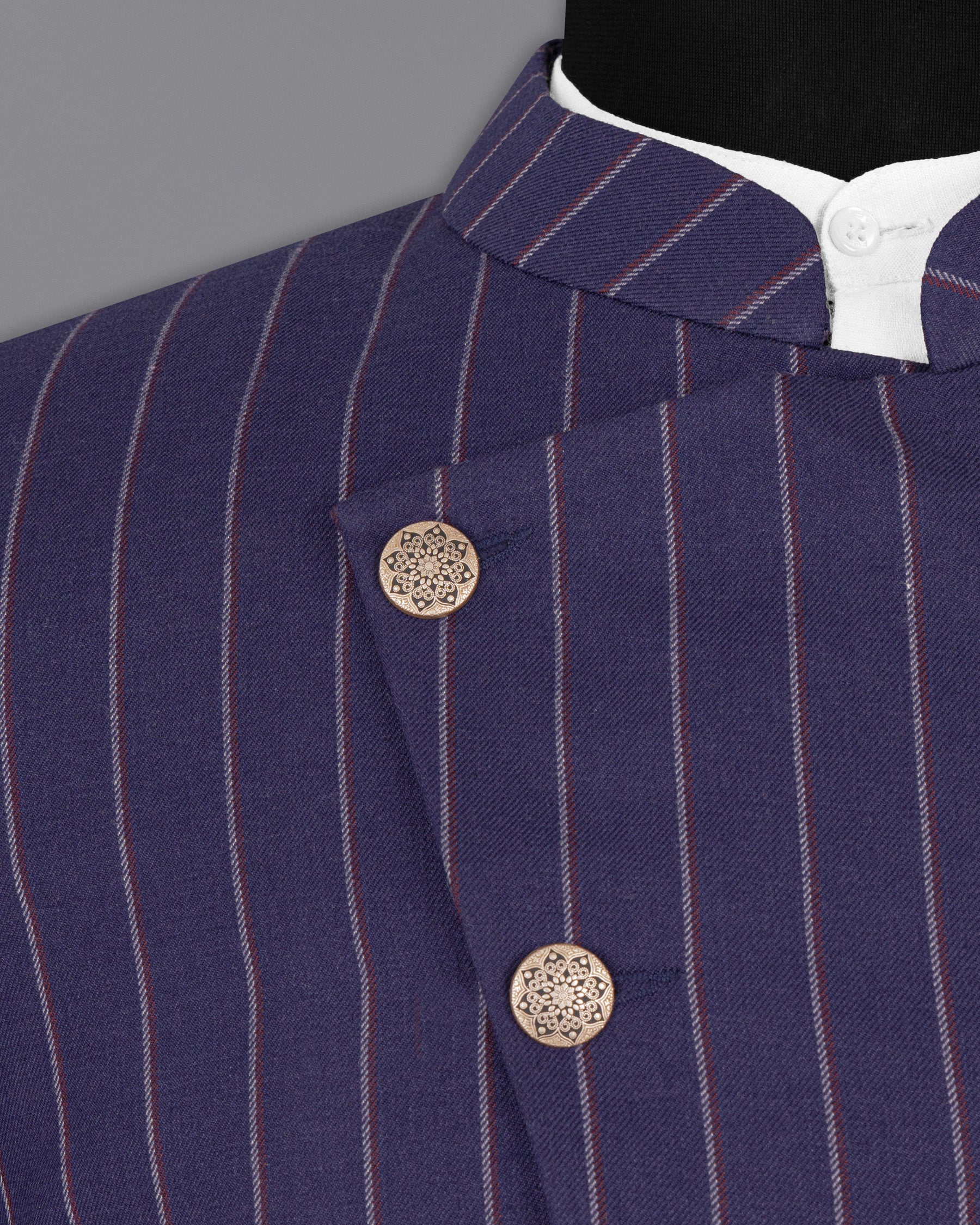 Cherry Pie Striped Cross Placket Bandhgala Blazer