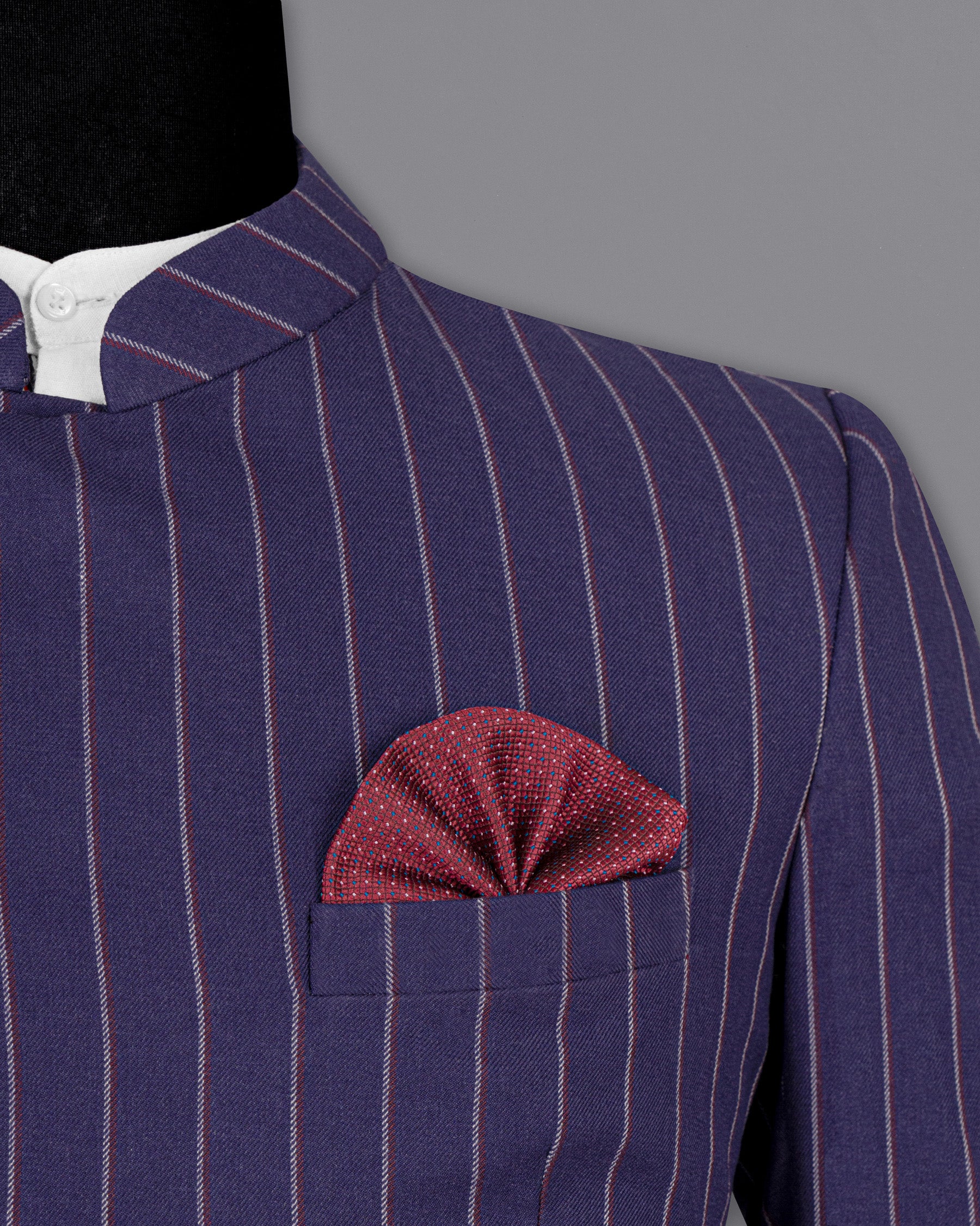 Cherry Pie Striped Cross Placket Bandhgala Blazer