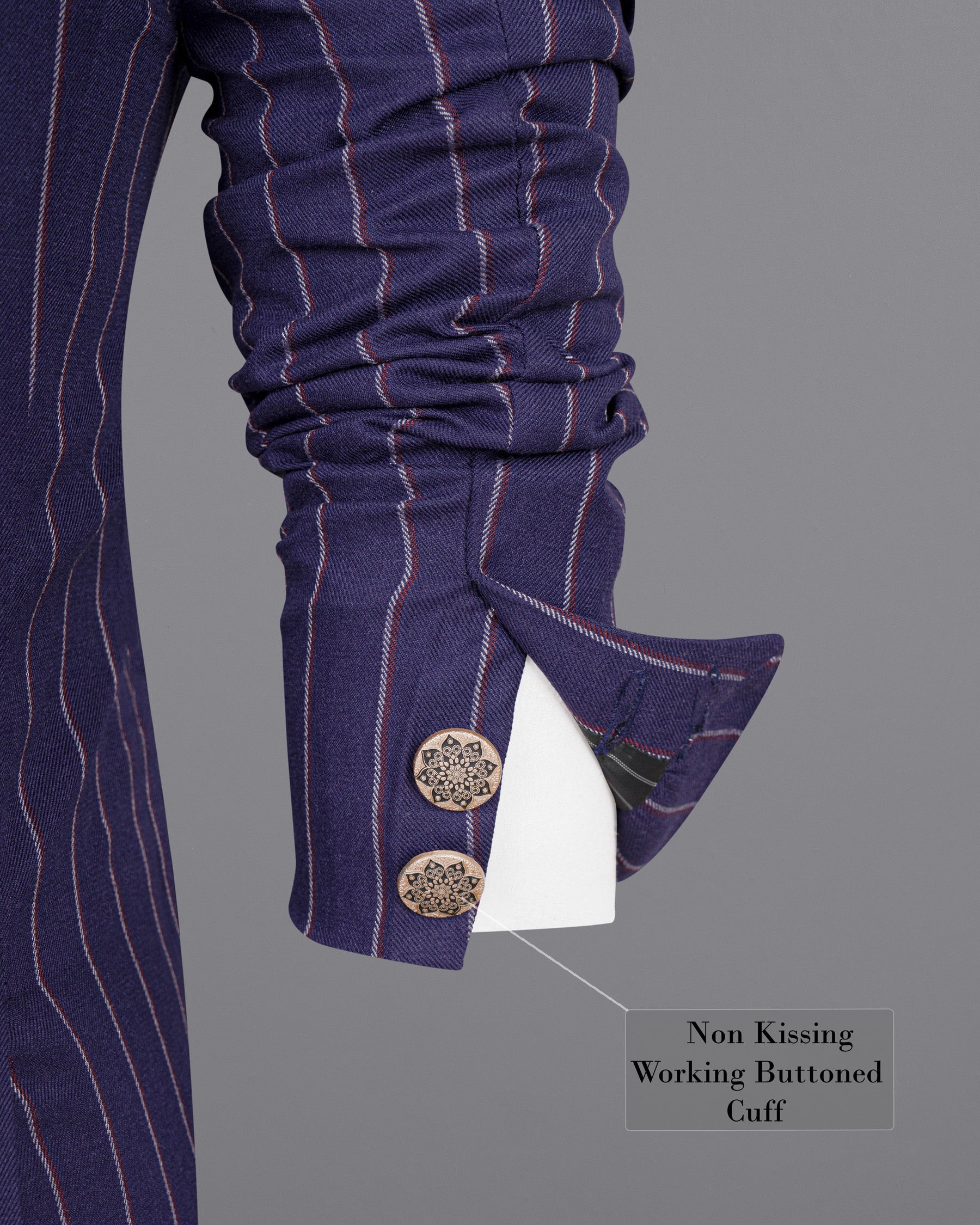 Cherry Pie Striped Cross Placket Bandhgala Blazer