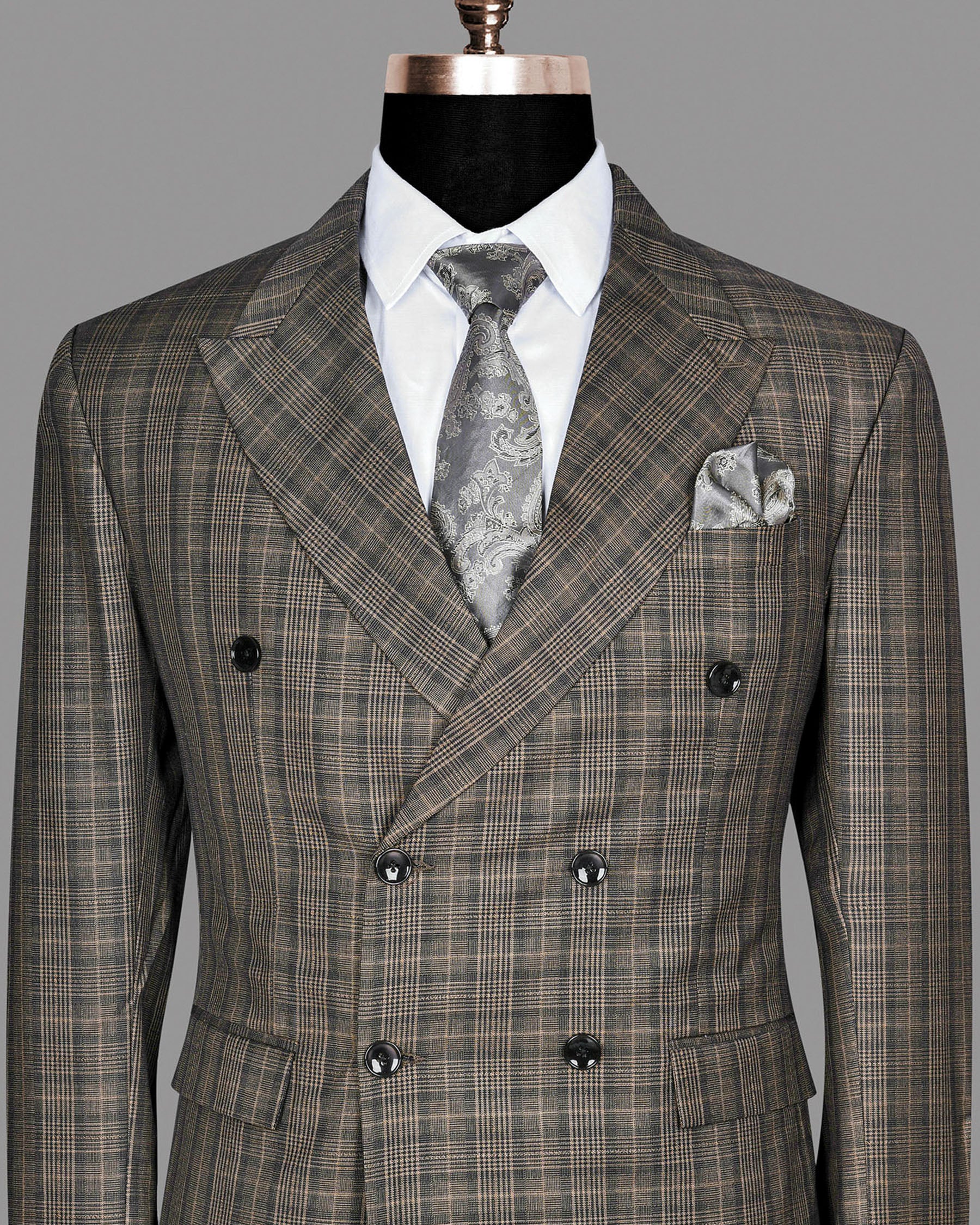 Walnut Plaid Double Breasted Blazer BL153DB-46, BL153DB-58, BL153DB-36, BL153DB-50, BL153DB-48, BL153DB-60, BL153DB-56, BL153DB-40, BL153DB-42, BL153DB-52, BL153DB-54, BL153DB-38, BL153DB-44