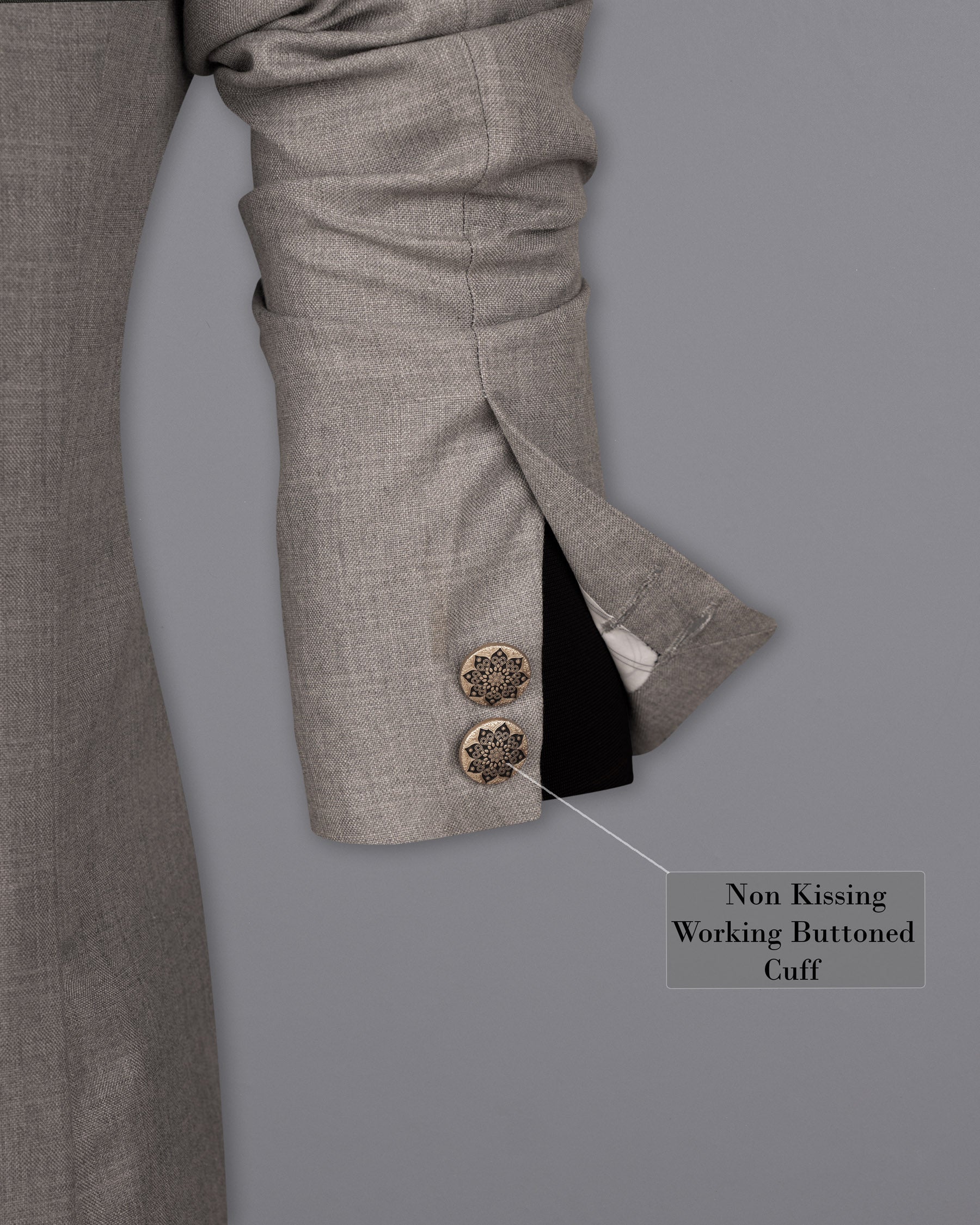 Venus Gray Subtle Plaid Cross Buttoned Wool Rich Bandhgala BlazerBL1595-CBG2-36, BL1595-CBG2-38, BL1595-CBG2-40, BL1595-CBG2-42, BL1595-CBG2-44, BL1595-CBG2-46, BL1595-CBG2-48, BL1595-CBG2-50, BL1595-CBG2-52, BL1595-CBG2-54, BL1595-CBG2-56, BL1595-CBG2-58, BL1595-CBG2-60