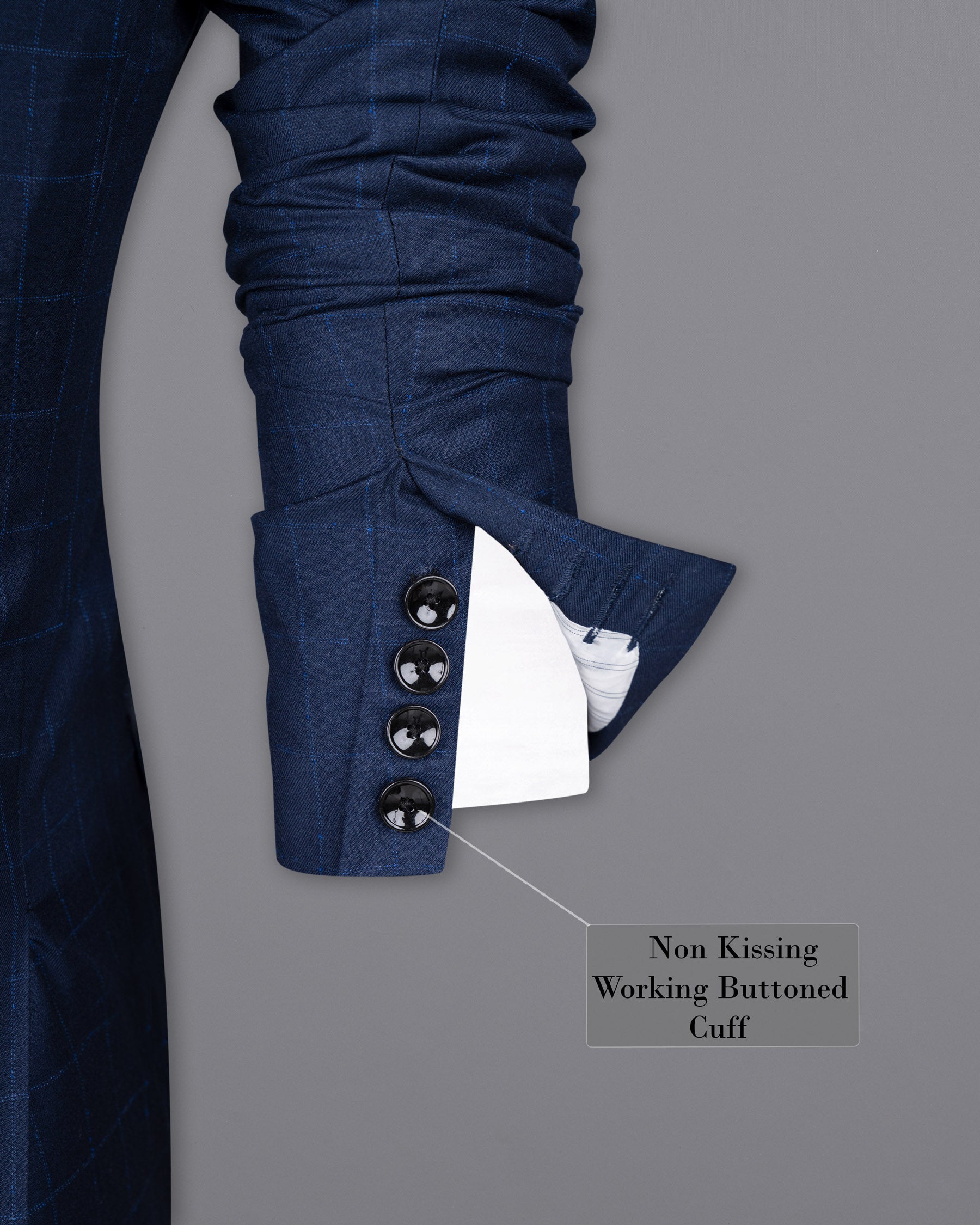 Big Stone Blue Super fine Subtle Checkered Wool Rich BlazerBL1606-SB-36, BL1606-SB-38, BL1606-SB-40, BL1606-SB-42, BL1606-SB-44, BL1606-SB-46, BL1606-SB-48, BL1606-SB-50, BL1606-SB-52, BL1606-SB-54, BL1606-SB-56, BL1606-SB-58, BL1606-SB-60