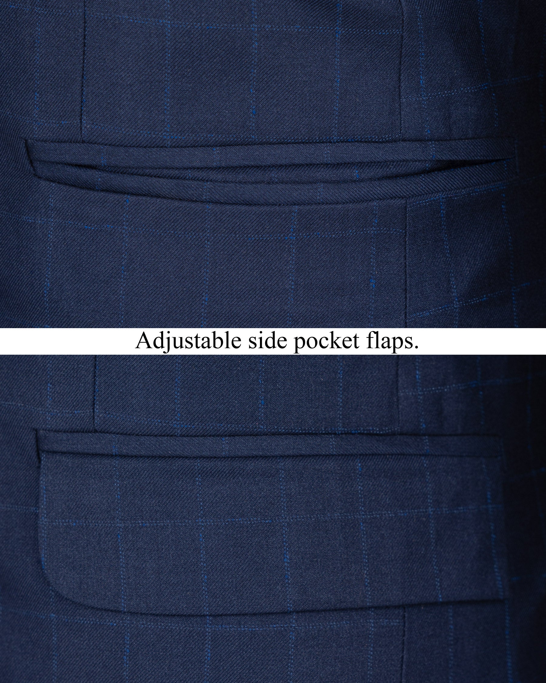 Big Stone Blue Super fine Subtle Checkered Wool Rich BlazerBL1606-SB-36, BL1606-SB-38, BL1606-SB-40, BL1606-SB-42, BL1606-SB-44, BL1606-SB-46, BL1606-SB-48, BL1606-SB-50, BL1606-SB-52, BL1606-SB-54, BL1606-SB-56, BL1606-SB-58, BL1606-SB-60
