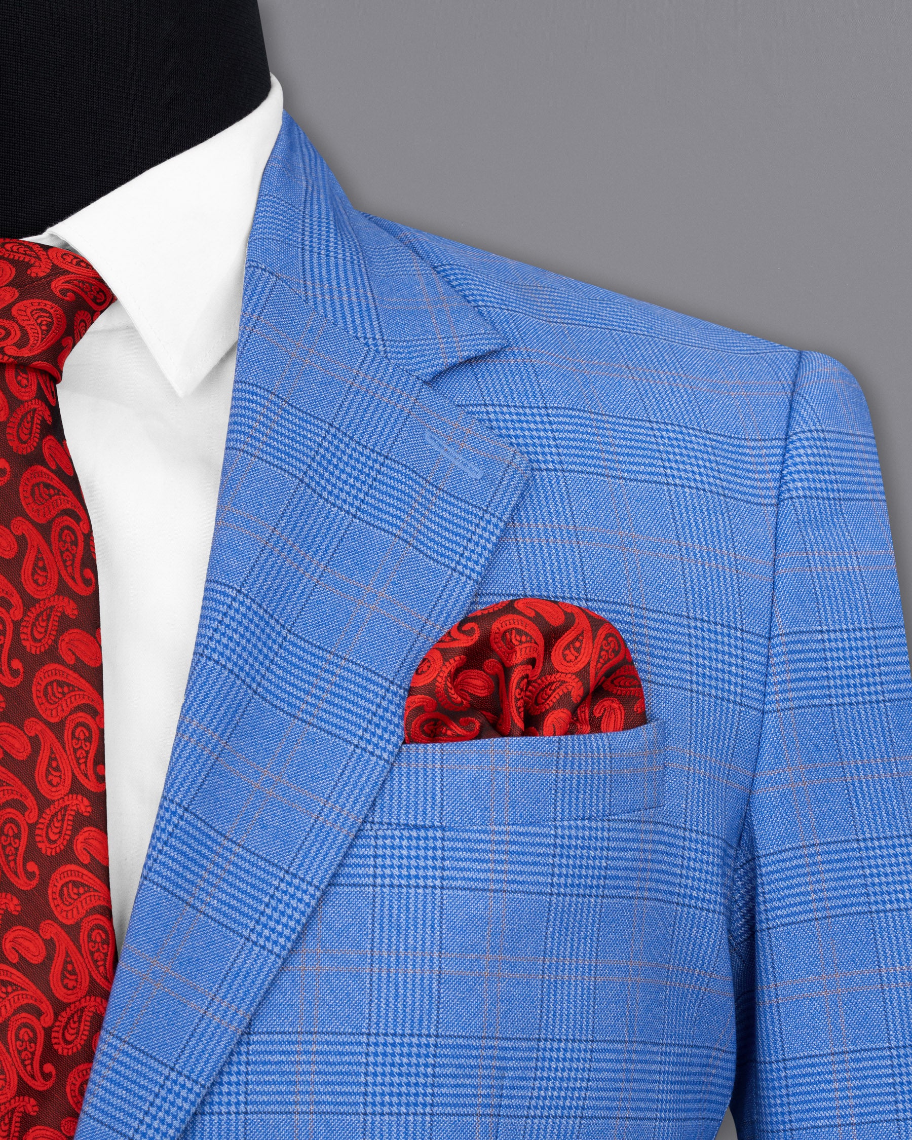 Cornflower Blue Super fine Plaid Woolrich Blazer BL1635-SB-36, BL1635-SB-38, BL1635-SB-40, BL1635-SB-42, BL1635-SB-44, BL1635-SB-46, BL1635-SB-48, BL1635-SB-50, BL1635-SB-52, BL1635-SB-54, BL1635-SB-56, BL1635-SB-58, BL1635-SB-60