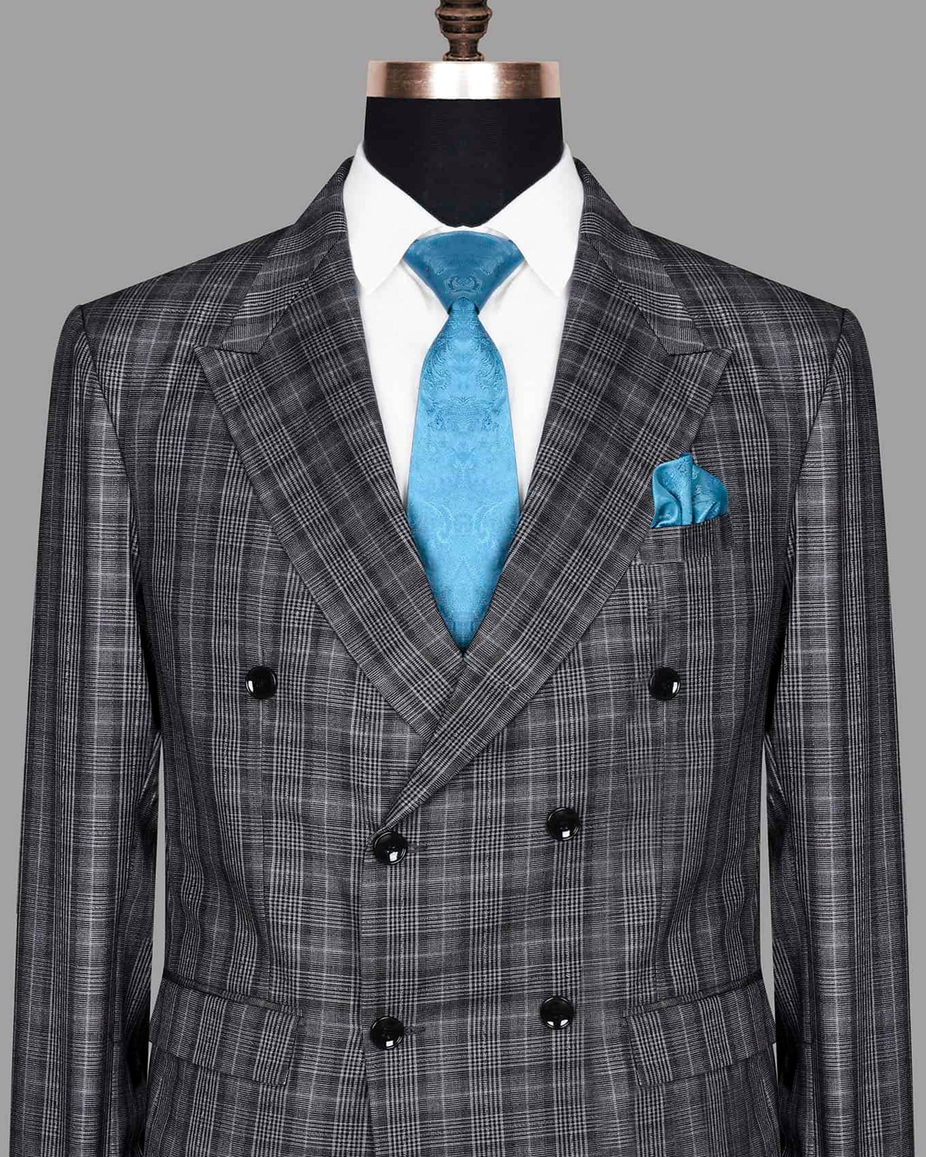 Fossil Grey Plaid Double Breasted Blazer BL166DB-60, BL166DB-52, BL166DB-58, BL166DB-48, BL166DB-36, BL166DB-38, BL166DB-40, BL166DB-42, BL166DB-46, BL166DB-56, BL166DB-50, BL166DB-44, BL166DB-54