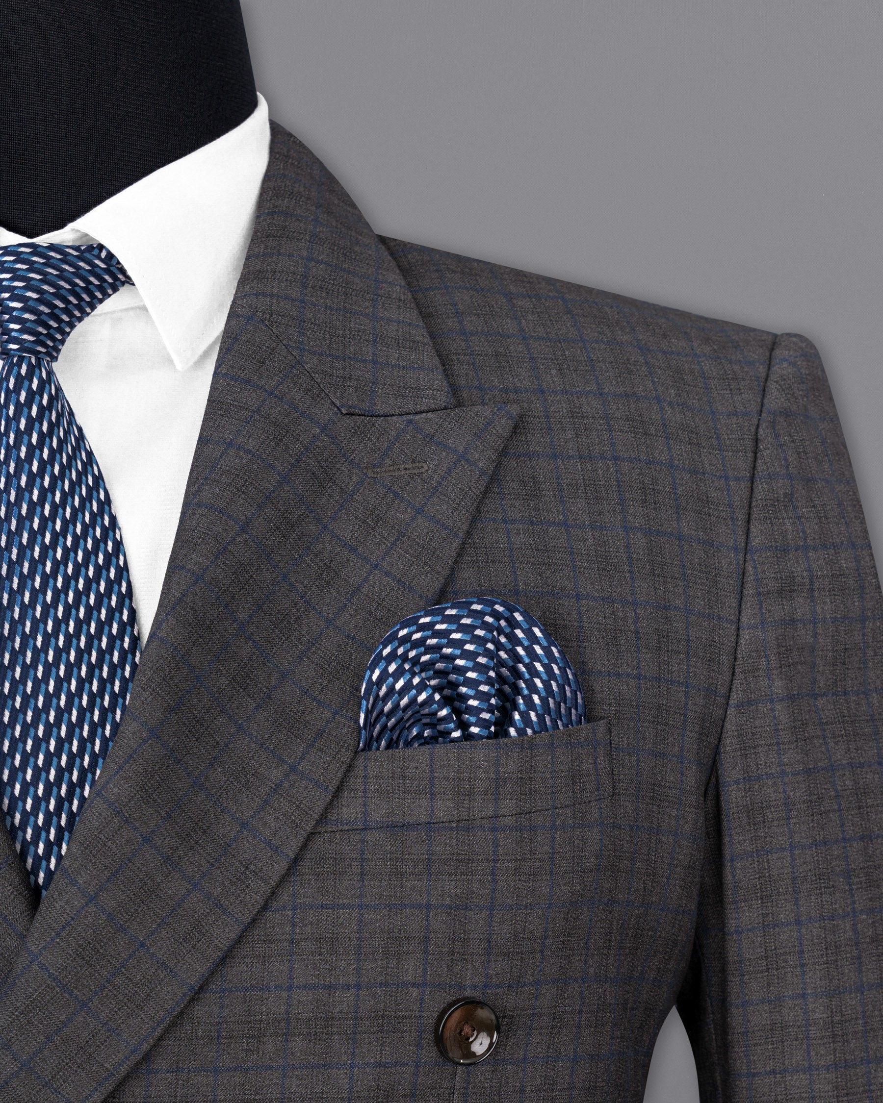 Tundora Gray Plaid Double Breasted Blazer BL1724-DB-36,BL1724-DB-38,BL1724-DB-40,BL1724-DB-42,BL1724-DB-44,BL1724-DB-46,BL1724-DB-48,BL1724-DB-50,BL1724-DB-52,BL1724-DB-54,BL1724-DB-56,BL1724-DB-58,BL1724-DB-60