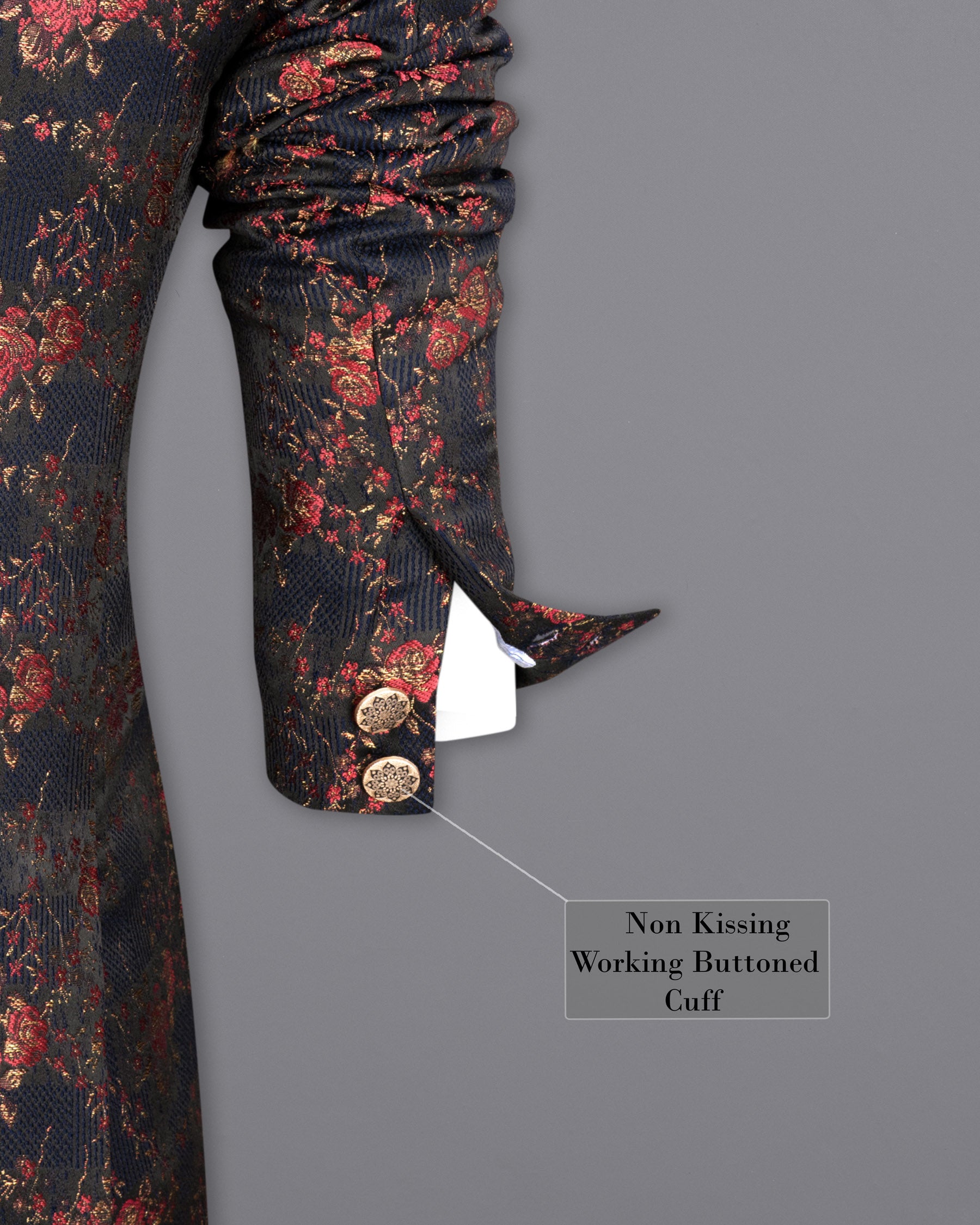 Rhino Blue with Rose Textured Cross Buttoned Bandhgala Designer Blazer BL1762-CBG-36,BL1762-CBG-38,BL1762-CBG-40,BL1762-CBG-42,BL1762-CBG-44,BL1762-CBG-46,BL1762-CBG-48,BL1762-CBG-50,BL1762-CBG-52,BL1762-CBG-54,BL1762-CBG-56,BL1762-CBG-58,BL1762-CBG-60