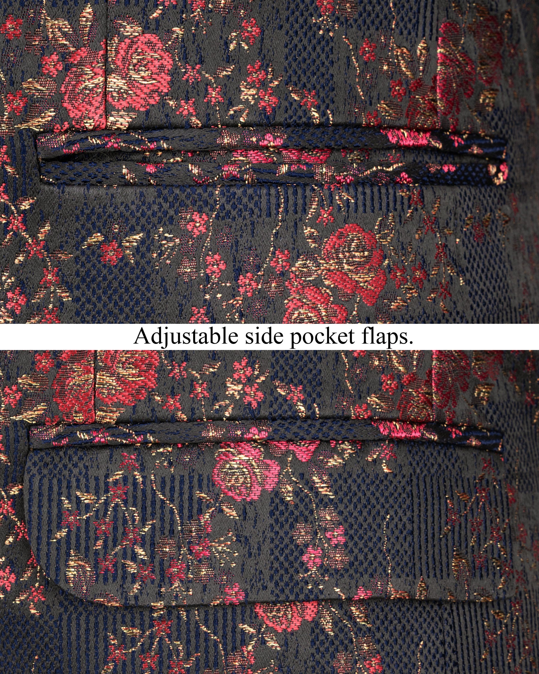 Rhino Blue with Rose Textured Cross Buttoned Bandhgala Designer Blazer BL1762-CBG-36,BL1762-CBG-38,BL1762-CBG-40,BL1762-CBG-42,BL1762-CBG-44,BL1762-CBG-46,BL1762-CBG-48,BL1762-CBG-50,BL1762-CBG-52,BL1762-CBG-54,BL1762-CBG-56,BL1762-CBG-58,BL1762-CBG-60