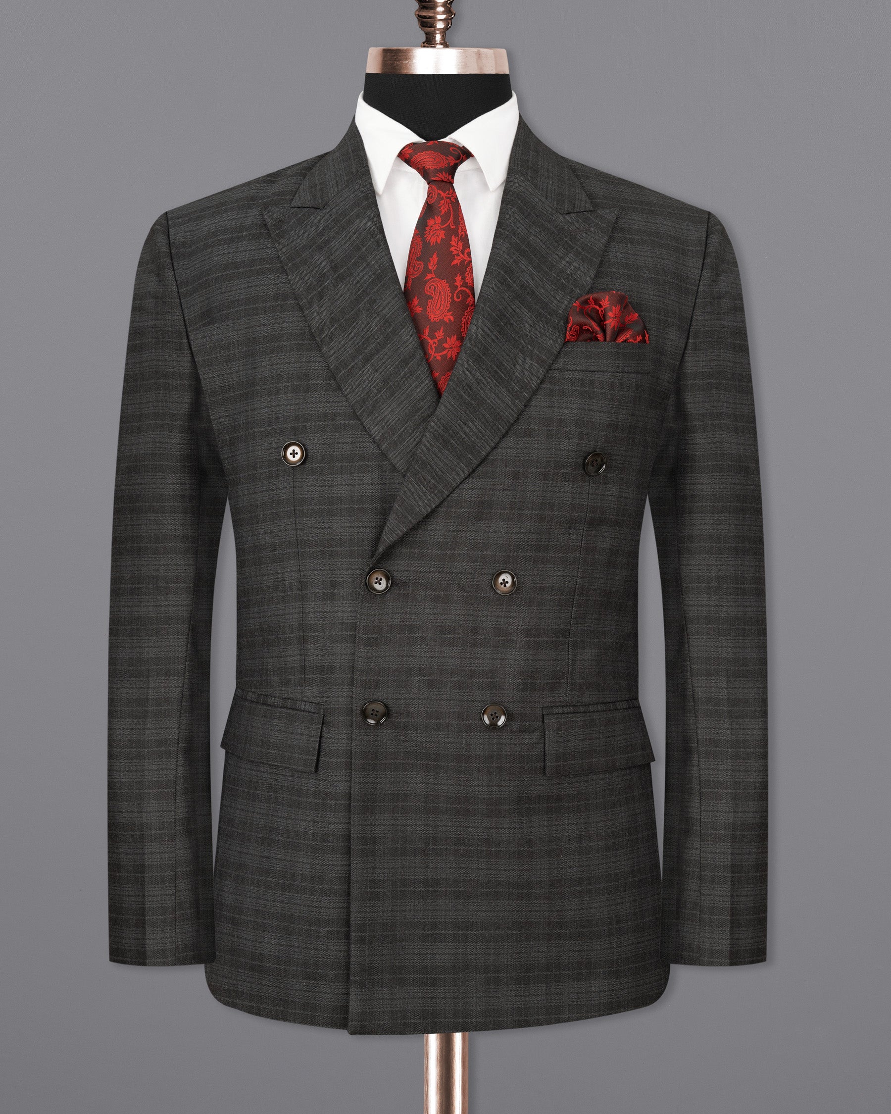 Iridium Grey Subtle Plaid Double Breasted Blazer BL1782-DB-36,BL1782-DB-38,BL1782-DB-40,BL1782-DB-42,BL1782-DB-44,BL1782-DB-46,BL1782-DB-48,BL1782-DB-50,BL1782-DB-52,BL1782-DB-54,BL1782-DB-56,BL1782-DB-58,BL1782-DB-60