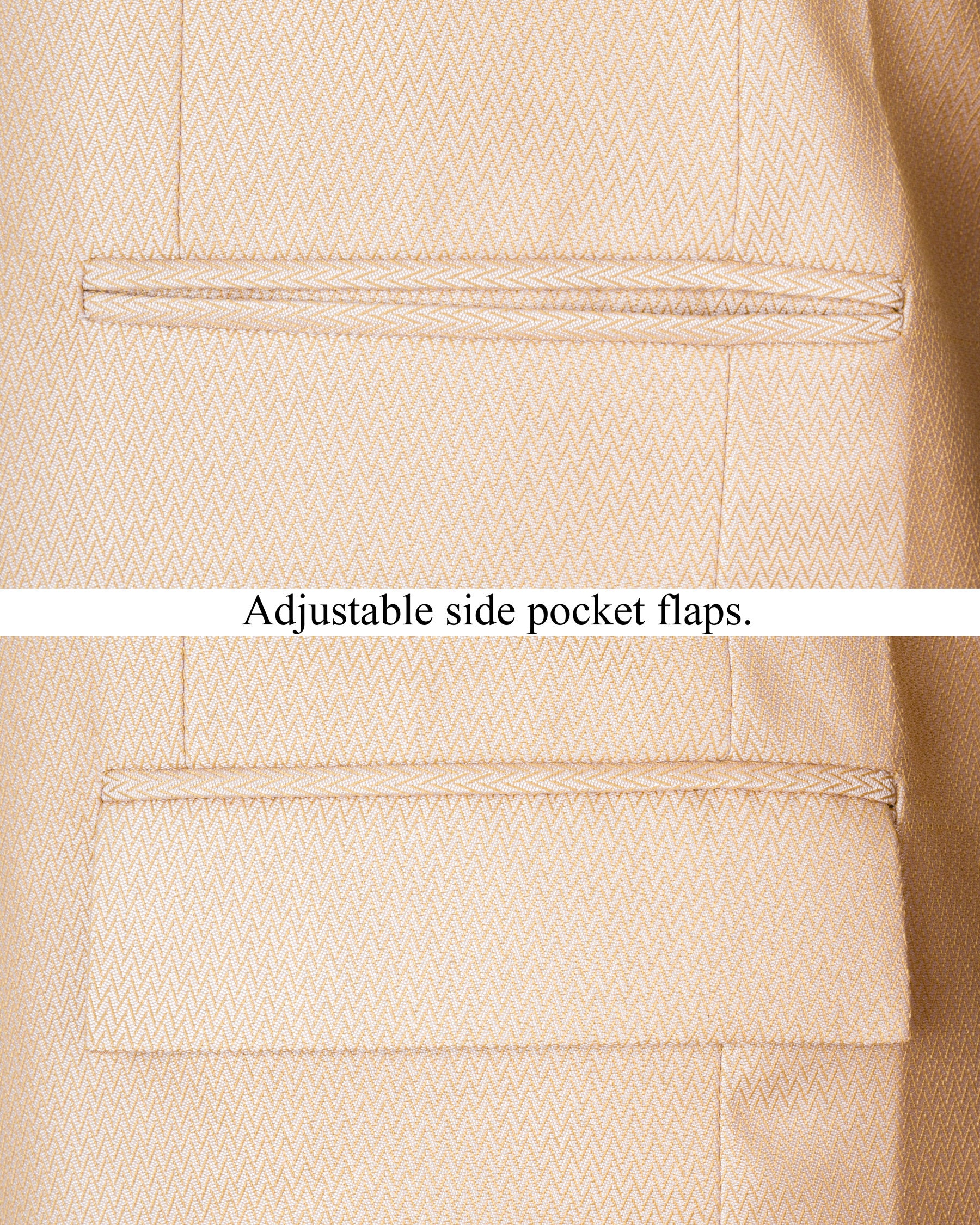Cashmere Chevron Textured Cross Placket Bandhgala Designer Blazer