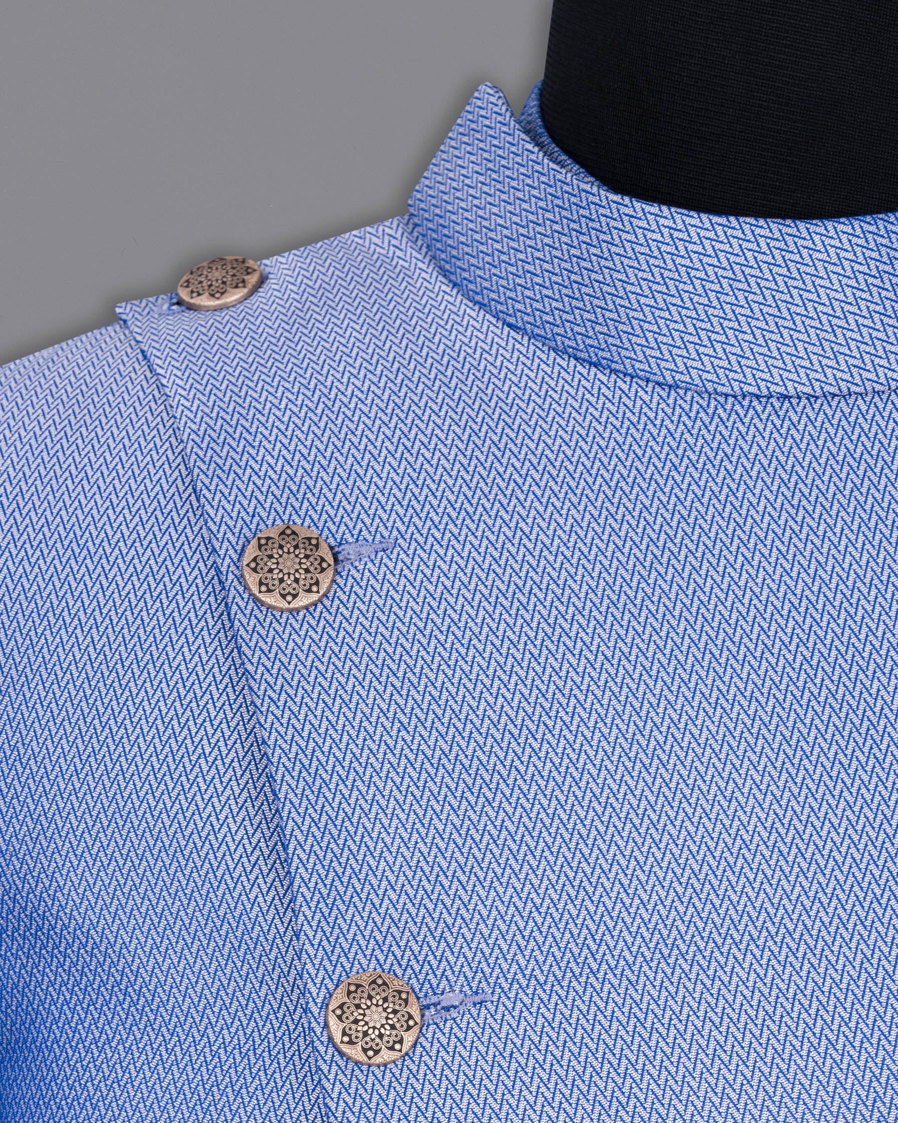 Perano Blue Chevron Textured Cross Buttoned Bandhgala Designer Blazer BL1797-CBG2-36,BL1797-CBG2-38,BL1797-CBG2-40,BL1797-CBG2-42,BL1797-CBG2-44,BL1797-CBG2-46,BL1797-CBG2-48,BL1797-CBG2-50,BL1797-CBG2-52,BL1797-CBG2-54,BL1797-CBG2-56,BL1797-CBG2-58,BL1797-CBG2-60