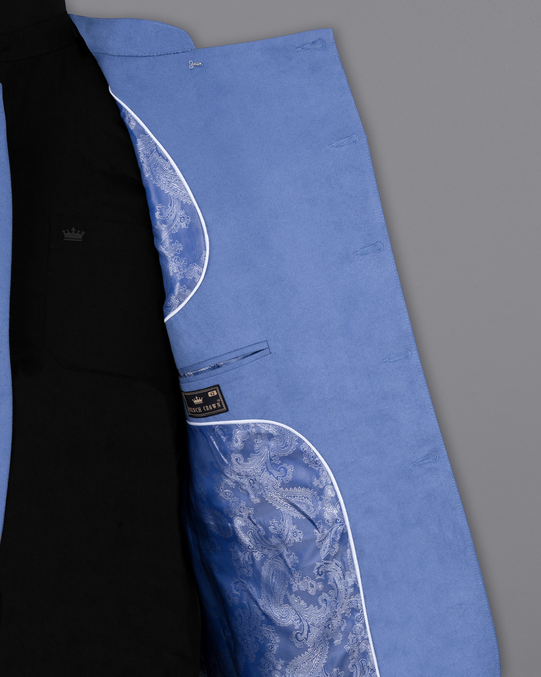 Mariner Blue velvet Cross Buttoned Bandhgala Designer Blazer BL1801-CBG-36,BL1801-CBG-38,BL1801-CBG-40,BL1801-CBG-42,BL1801-CBG-44,BL1801-CBG-46,BL1801-CBG-48,BL1801-CBG-50,BL1801-CBG-52,BL1801-CBG-54,BL1801-CBG-56,BL1801-CBG-58,BL1801-CBG-60