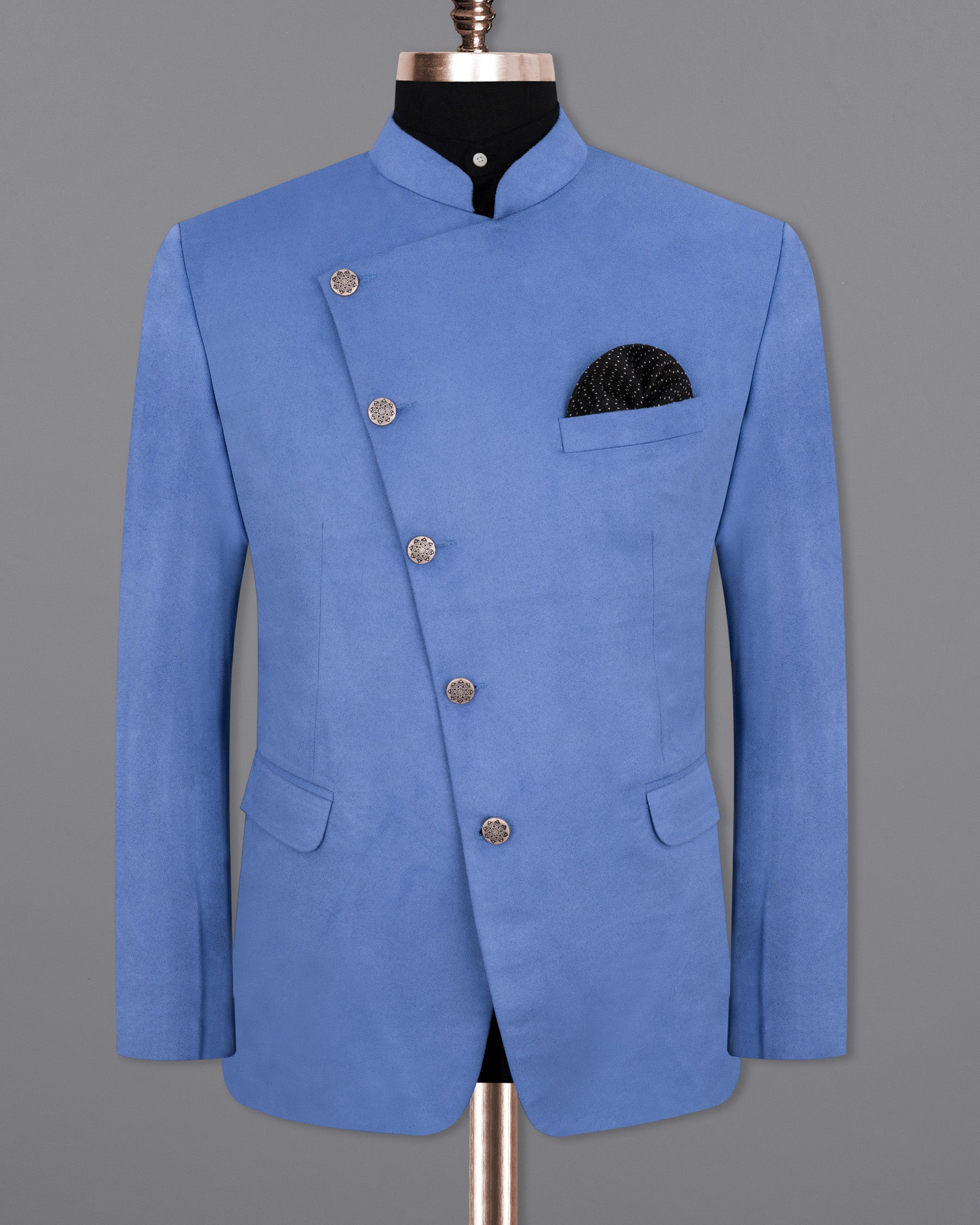 Mariner Blue velvet Cross Buttoned Bandhgala Designer Blazer BL1801-CBG-36,BL1801-CBG-38,BL1801-CBG-40,BL1801-CBG-42,BL1801-CBG-44,BL1801-CBG-46,BL1801-CBG-48,BL1801-CBG-50,BL1801-CBG-52,BL1801-CBG-54,BL1801-CBG-56,BL1801-CBG-58,BL1801-CBG-60