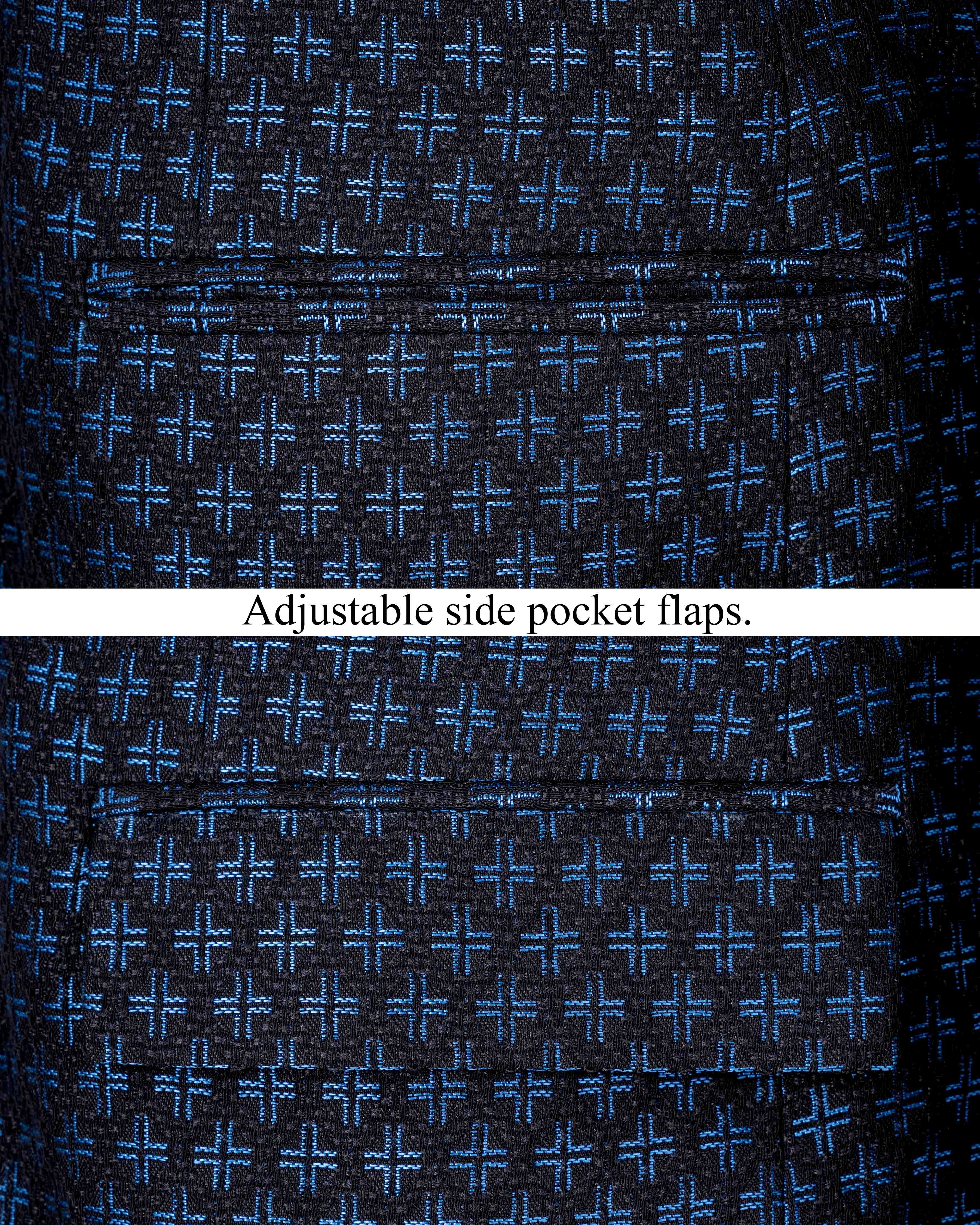 Jade Black and Mariner Blue Plus sign Textured Cross-Button Bandhgala Designer Blazer BL1815-CBG2-36,BL1815-CBG2-38,BL1815-CBG2-40,BL1815-CBG2-42,BL1815-CBG2-44,BL1815-CBG2-46,BL1815-CBG2-48,BL1815-CBG2-50,BL1815-CBG2-52,BL1815-CBG2-54,BL1815-CBG2-56,BL1815-CBG2-58,BL1815-CBG2-60