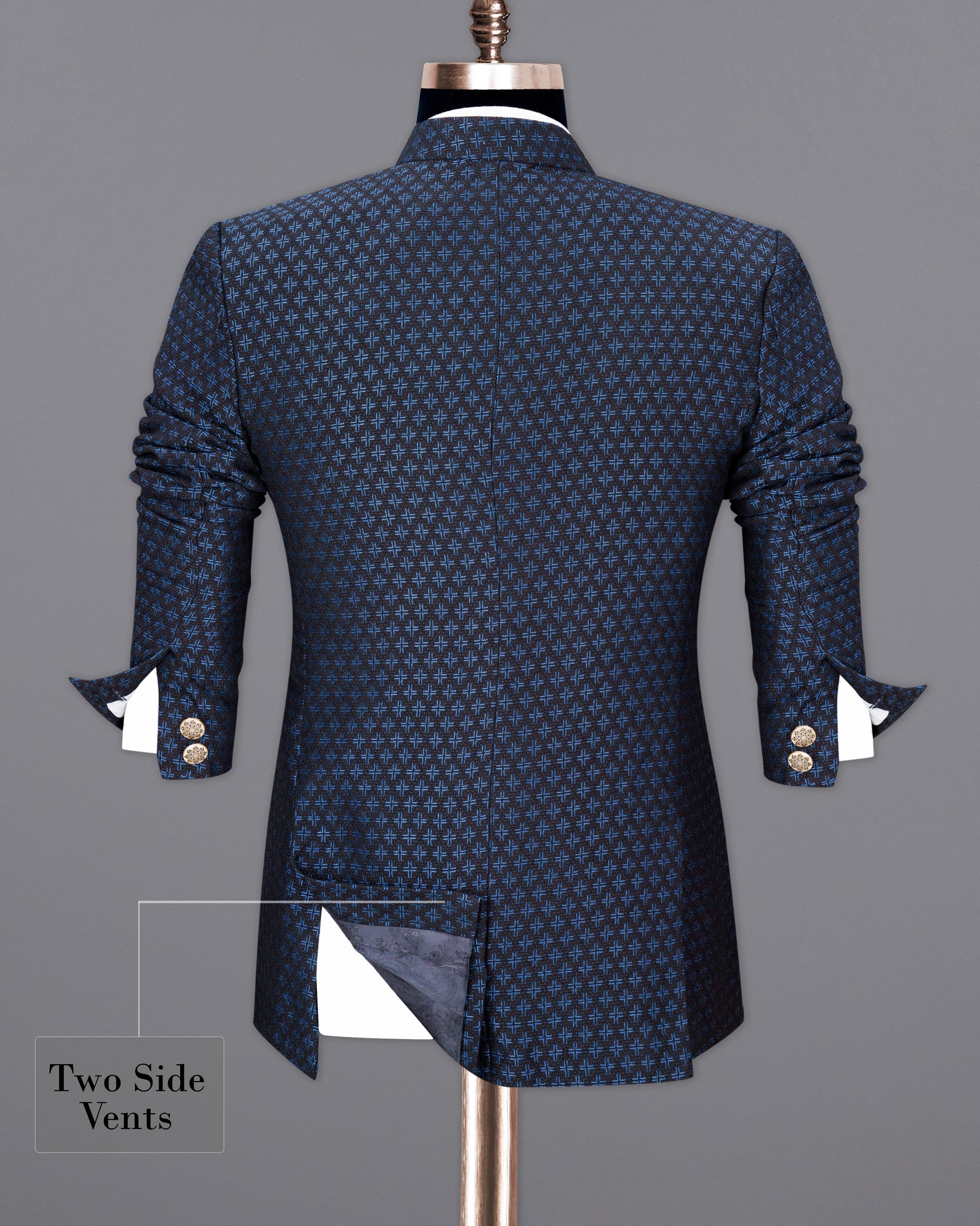 Jade Black and Mariner Blue Plus sign Textured Cross-Button Bandhgala Designer Blazer BL1815-CBG2-36,BL1815-CBG2-38,BL1815-CBG2-40,BL1815-CBG2-42,BL1815-CBG2-44,BL1815-CBG2-46,BL1815-CBG2-48,BL1815-CBG2-50,BL1815-CBG2-52,BL1815-CBG2-54,BL1815-CBG2-56,BL1815-CBG2-58,BL1815-CBG2-60