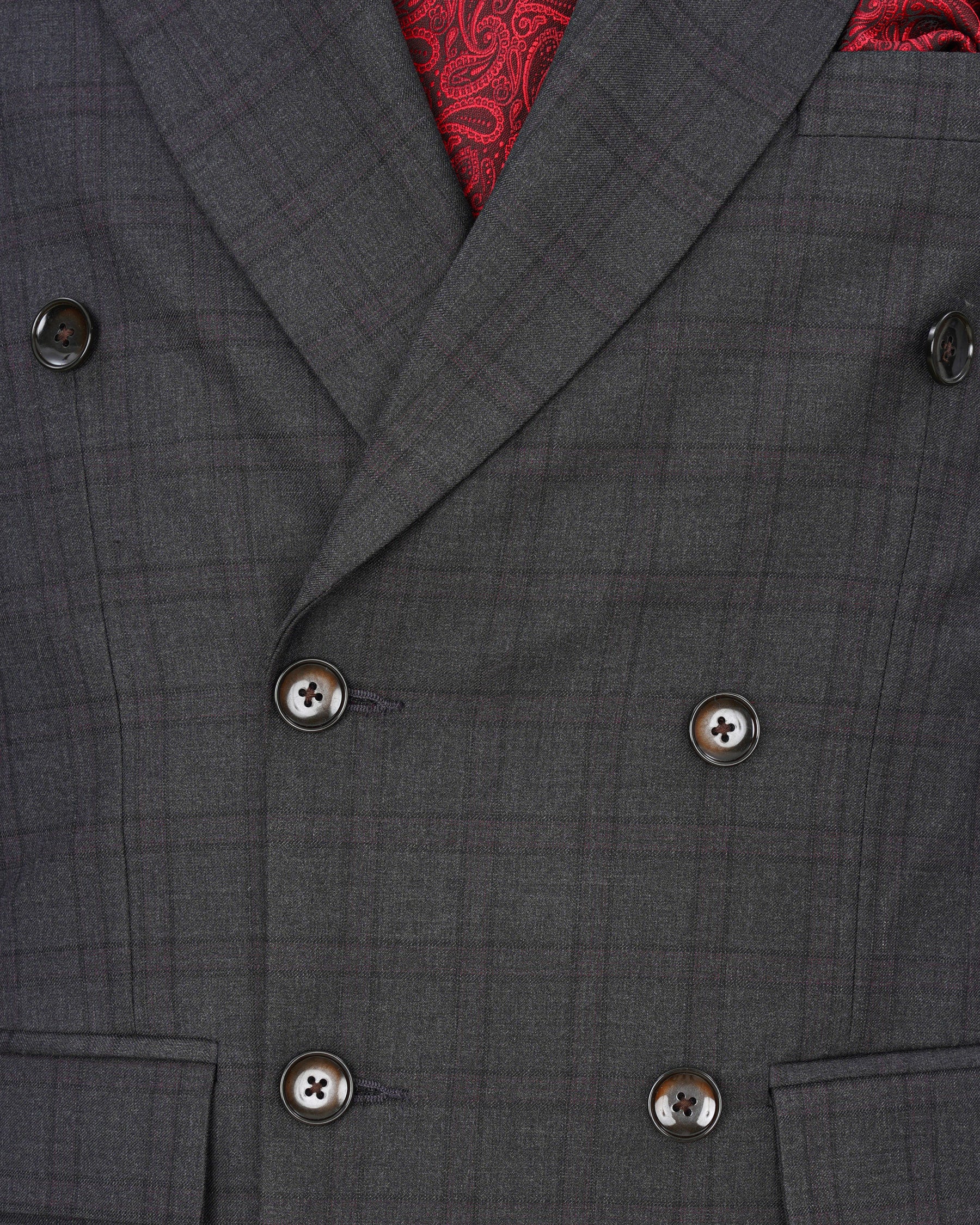 Gravel Gray Plaid Double Breasted Blazer BL1887-DB-36,BL1887-DB-38,BL1887-DB-40,BL1887-DB-42,BL1887-DB-44,BL1887-DB-46,BL1887-DB-48,BL1887-DB-50,BL1887-DB-52,BL1887-DB-54,BL1887-DB-56,BL1887-DB-58,BL1887-DB-60