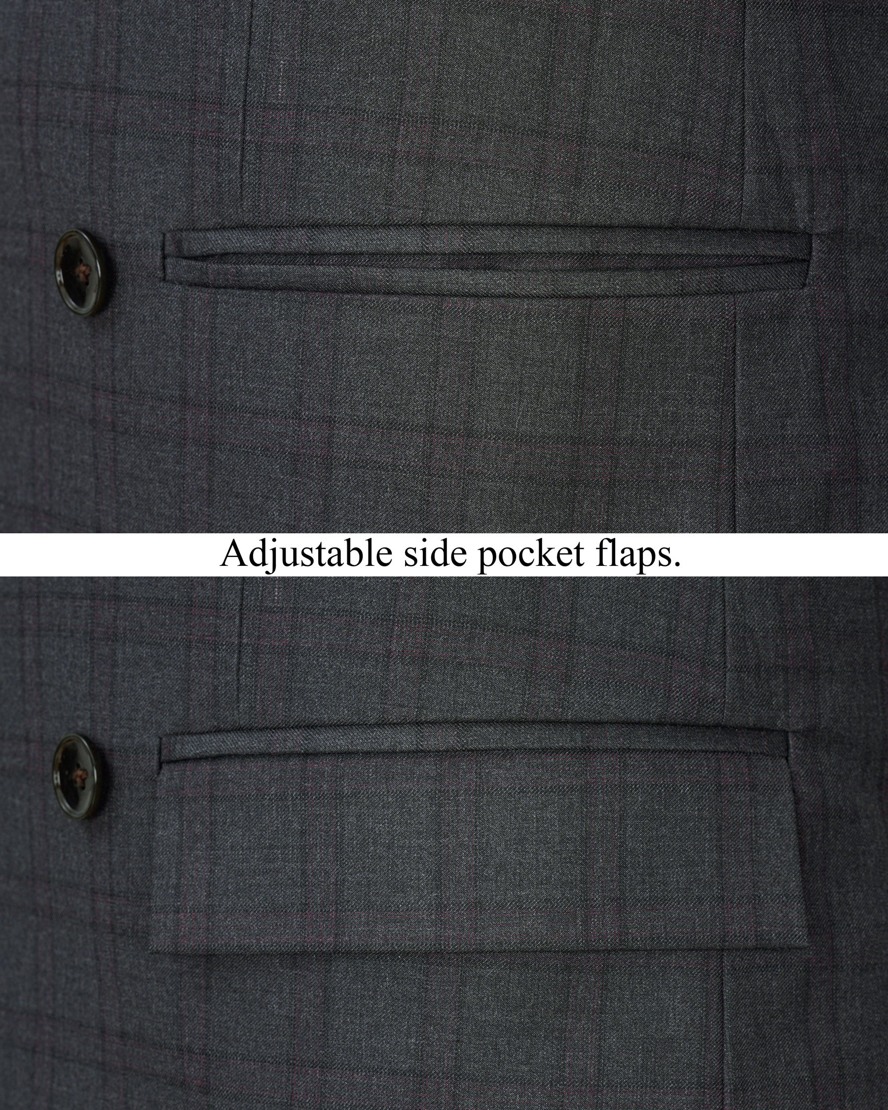 Gravel Gray Plaid Double Breasted Blazer BL1887-DB-36,BL1887-DB-38,BL1887-DB-40,BL1887-DB-42,BL1887-DB-44,BL1887-DB-46,BL1887-DB-48,BL1887-DB-50,BL1887-DB-52,BL1887-DB-54,BL1887-DB-56,BL1887-DB-58,BL1887-DB-60