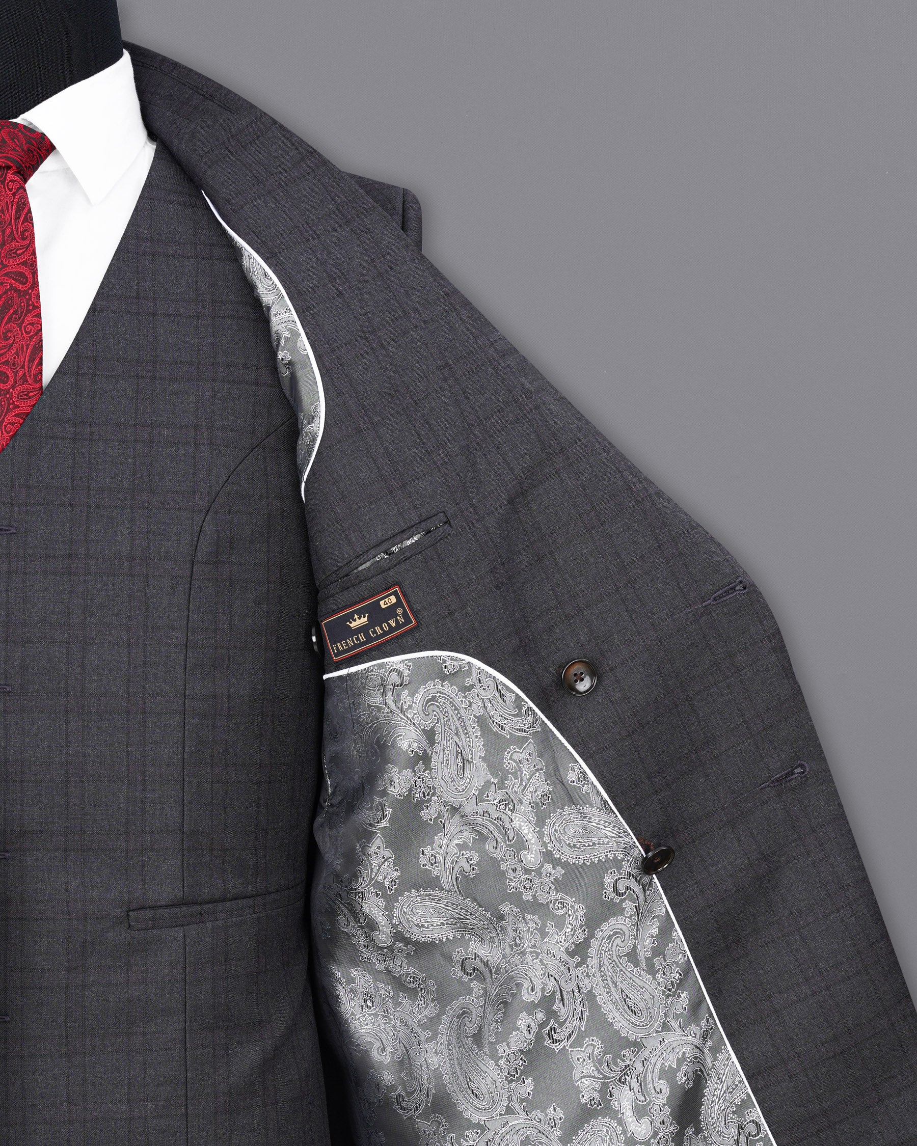 Gravel Gray Plaid Double Breasted Blazer BL1887-DB-36,BL1887-DB-38,BL1887-DB-40,BL1887-DB-42,BL1887-DB-44,BL1887-DB-46,BL1887-DB-48,BL1887-DB-50,BL1887-DB-52,BL1887-DB-54,BL1887-DB-56,BL1887-DB-58,BL1887-DB-60