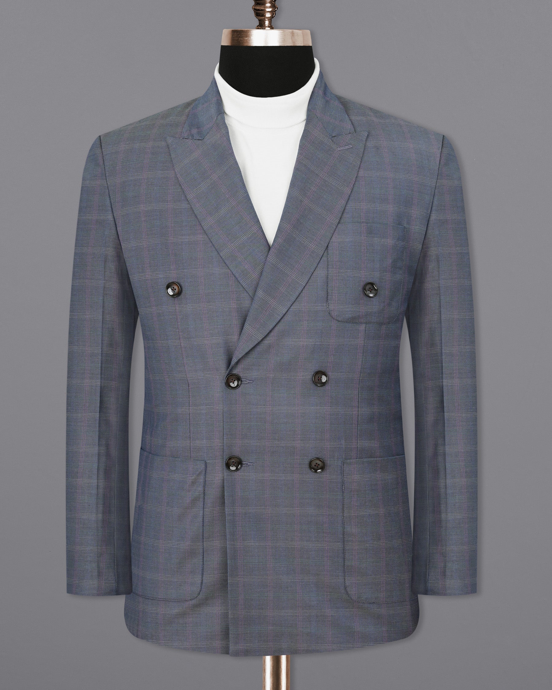 Storm Dust Plaid Double Breasted Sports Blazer BL1889-DB-PP-36,BL1889-DB-PP-38,BL1889-DB-PP-40,BL1889-DB-PP-42,BL1889-DB-PP-44,BL1889-DB-PP-46,BL1889-DB-PP-48,BL1889-DB-PP-50,BL1889-DB-PP-52,BL1889-DB-PP-54,BL1889-DB-PP-56,BL1889-DB-PP-58,BL1889-DB-PP-60