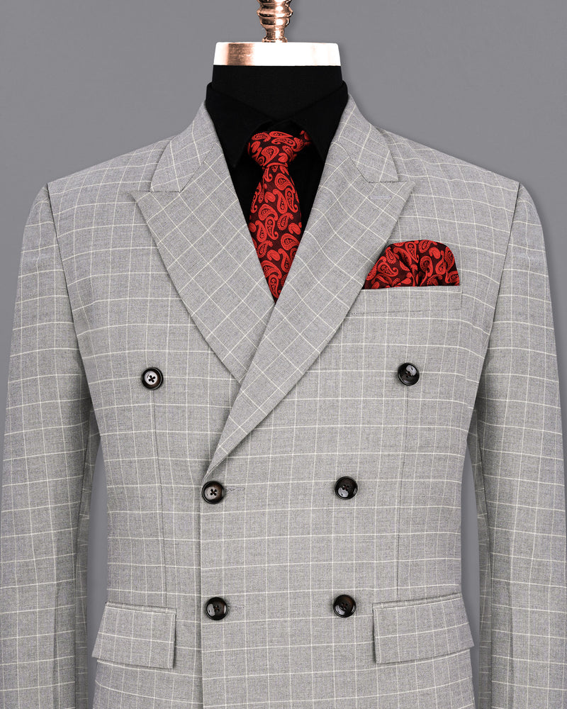 Hurricane Gray Windowpane Double Breasted Blazer BL1924-DB-36,BL1924-DB-38,BL1924-DB-40,BL1924-DB-42,BL1924-DB-44,BL1924-DB-46,BL1924-DB-48,BL1924-DB-50,BL1924-DB-52,BL1924-DB-54,BL1924-DB-56,BL1924-DB-58,BL1924-DB-60
