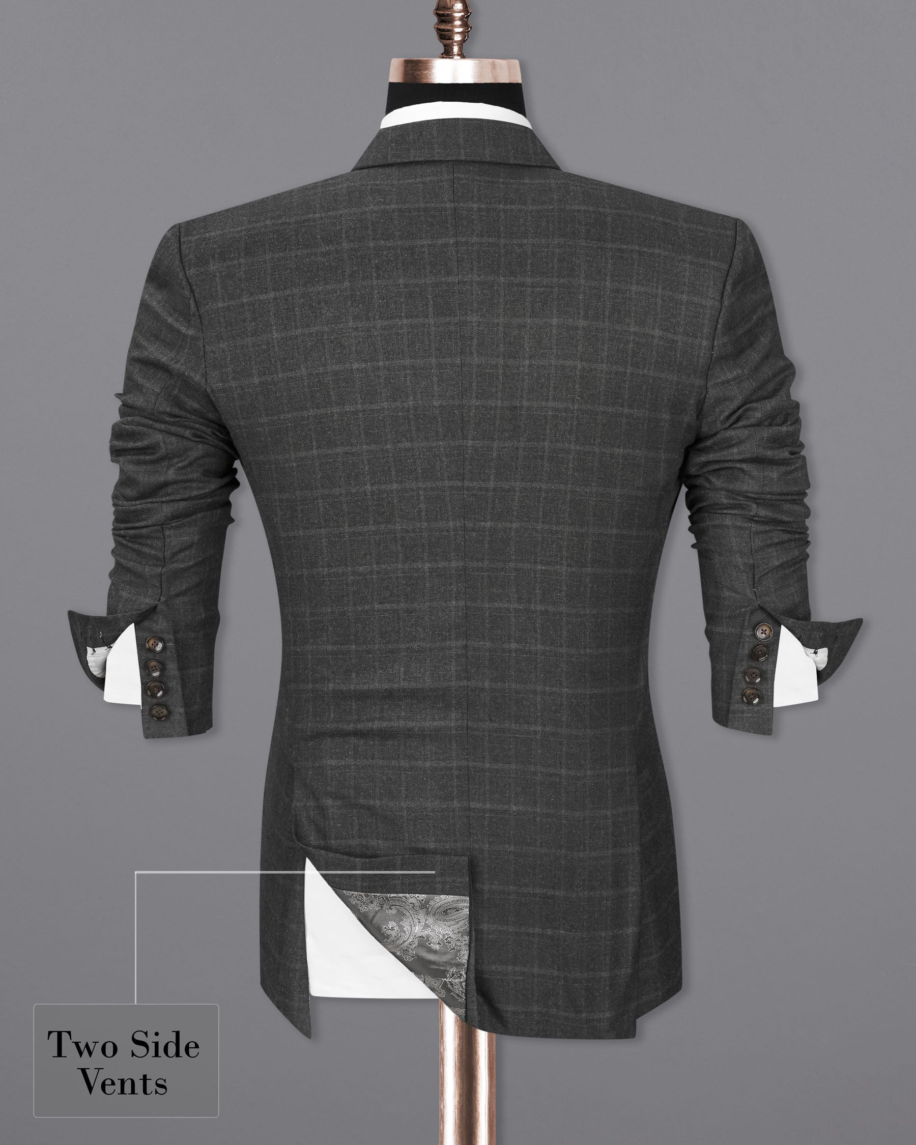 Dune Gray windowpane Double Breasted Blazer BL1949-DB-36,BL1949-DB-38,BL1949-DB-40,BL1949-DB-42,BL1949-DB-44,BL1949-DB-46,BL1949-DB-48,BL1949-DB-50,BL1949-DB-52,BL1949-DB-54,BL1949-DB-56,BL1949-DB-58,BL1949-DB-60