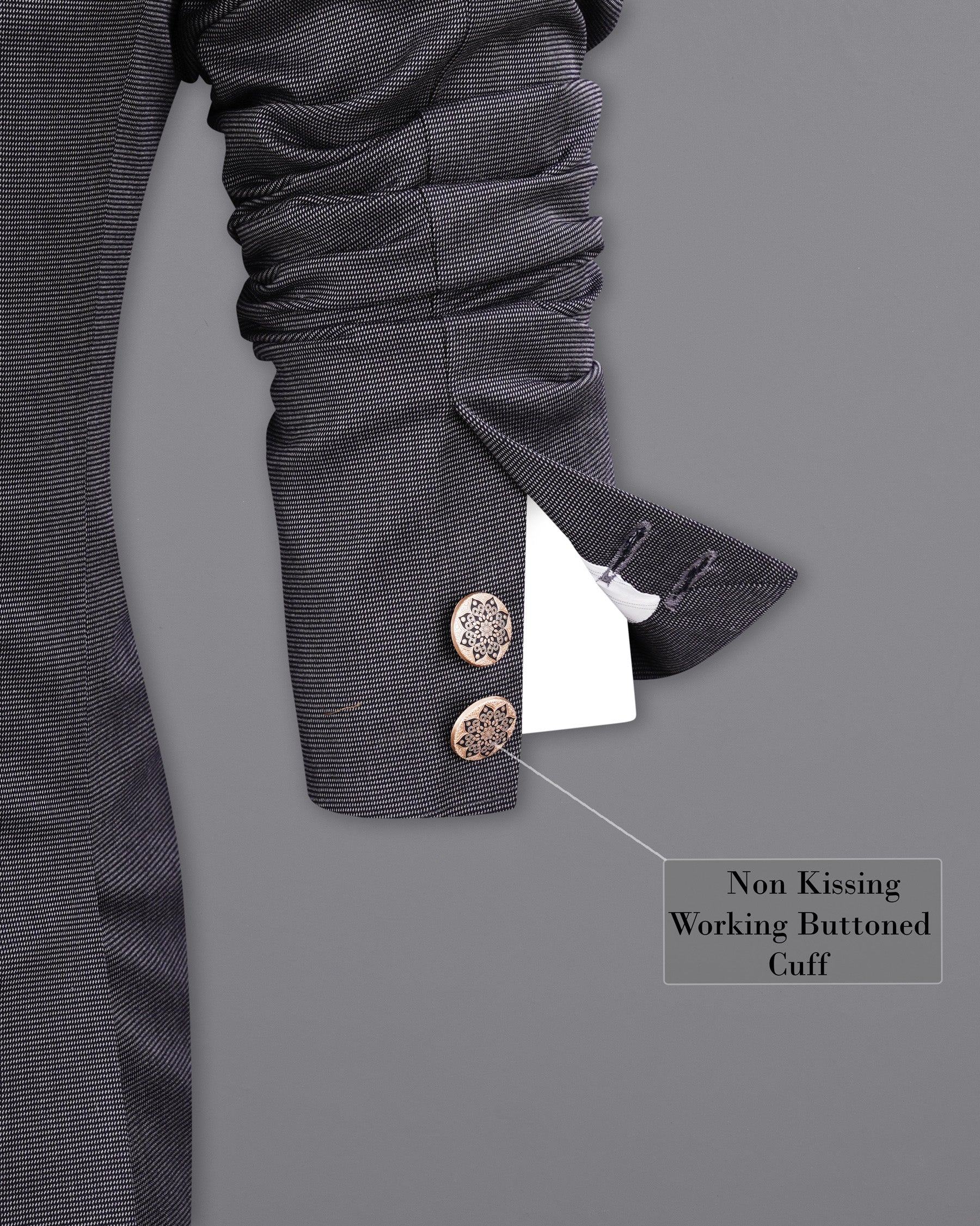 Gunmetal Gray Cross Buttoned Bandhgala Premium Cotton Blazer BL1959-CBG2-36, BL1959-CBG2-38, BL1959-CBG2-40, BL1959-CBG2-42, BL1959-CBG2-44, BL1959-CBG2-46, BL1959-CBG2-48, BL1959-CBG2-50, BL1959-CBG2-52, BL1959-CBG2-54, BL1959-CBG2-56, BL1959-CBG2-58, BL1959-CBG2-60