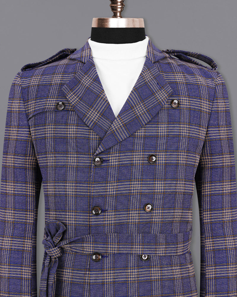 Meteorite Navy Blue with Tide Brown Plaid Double Breasted Designer Blazer BL1969-DB-D42-36, BL1969-DB-D42-38, BL1969-DB-D42-40, BL1969-DB-D42-42, BL1969-DB-D42-44, BL1969-DB-D42-46, BL1969-DB-D42-48, BL1969-DB-D42-50, BL1969-DB-D42-52, BL1969-DB-D42-54, BL1969-DB-D42-56, BL1969-DB-D42-58, BL1969-DB-D42-60