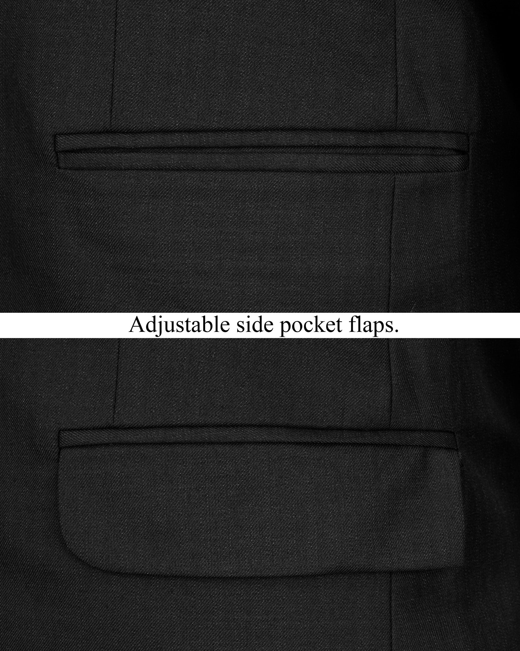 Jade Black Cross Buttoned Bandhgala Blazer BL2023-CBG-36, BL2023-CBG-38, BL2023-CBG-40, BL2023-CBG-42, BL2023-CBG-44, BL2023-CBG-46, BL2023-CBG-48, BL2023-CBG-50, BL2023-CBG-52, BL2023-CBG-54, BL2023-CBG-56, BL2023-CBG-58, BL2023-CBG-60