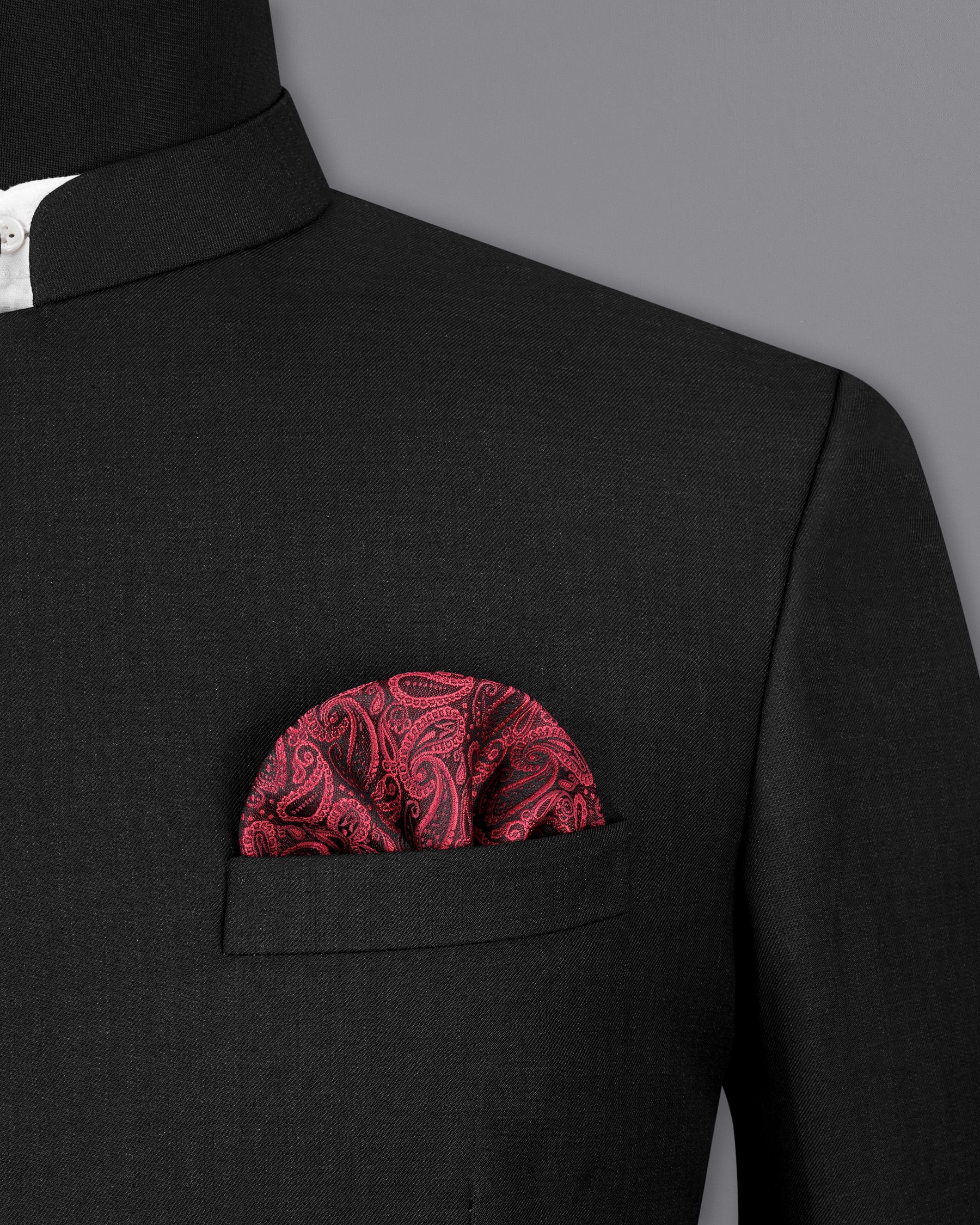 Jade Black Cross Buttoned Bandhgala Blazer BL2023-CBG-36, BL2023-CBG-38, BL2023-CBG-40, BL2023-CBG-42, BL2023-CBG-44, BL2023-CBG-46, BL2023-CBG-48, BL2023-CBG-50, BL2023-CBG-52, BL2023-CBG-54, BL2023-CBG-56, BL2023-CBG-58, BL2023-CBG-60