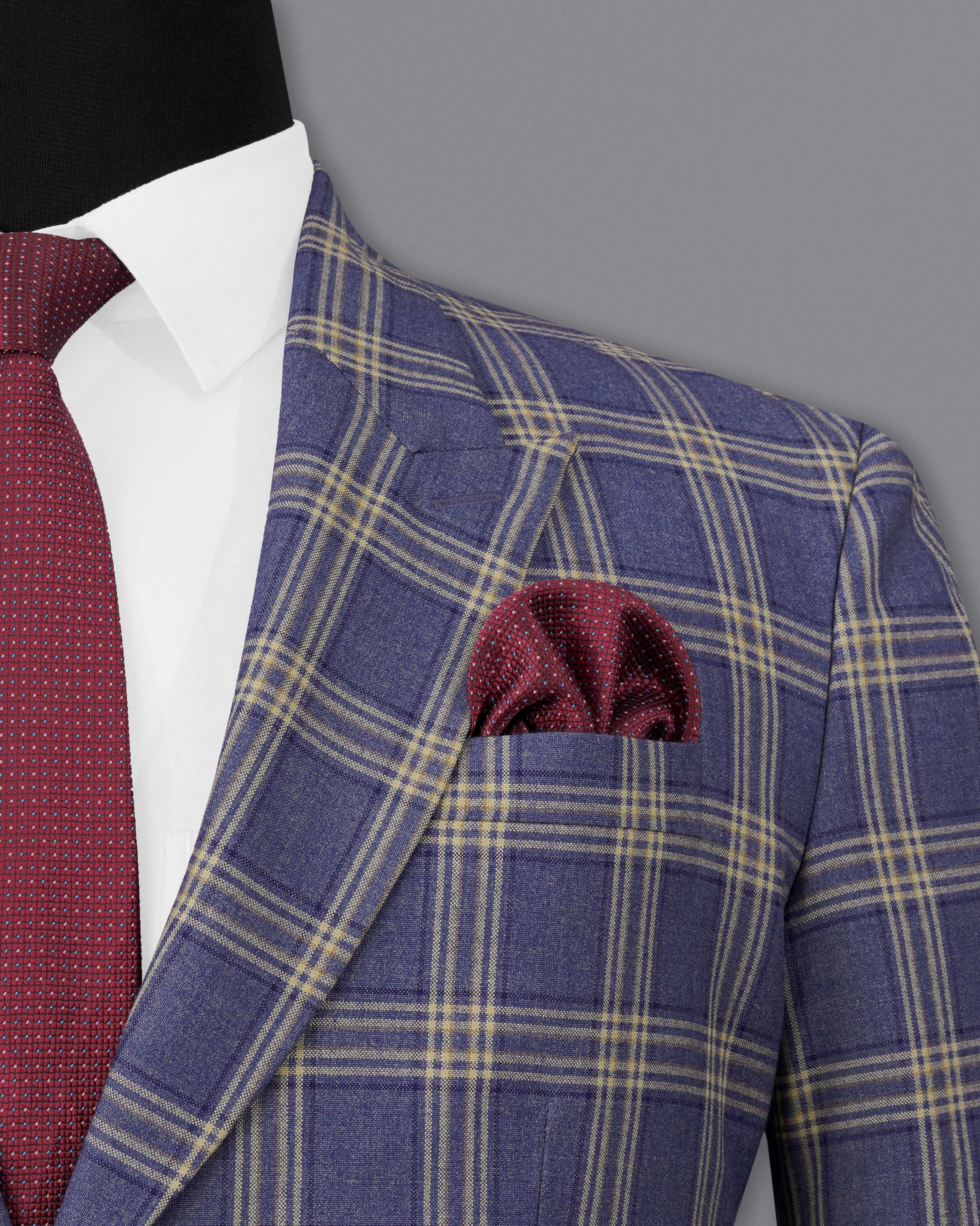 River Bed Blue with Tallow Brown Plaid Single Breasted Blazer BL2045-SBP-36, BL2045-SBP-38, BL2045-SBP-40, BL2045-SBP-42, BL2045-SBP-44, BL2045-SBP-46, BL2045-SBP-48, BL2045-SBP-50, BL2045-SBP-52, BL2045-SBP-54, BL2045-SBP-56, BL2045-SBP-58, BL2045-SBP-60