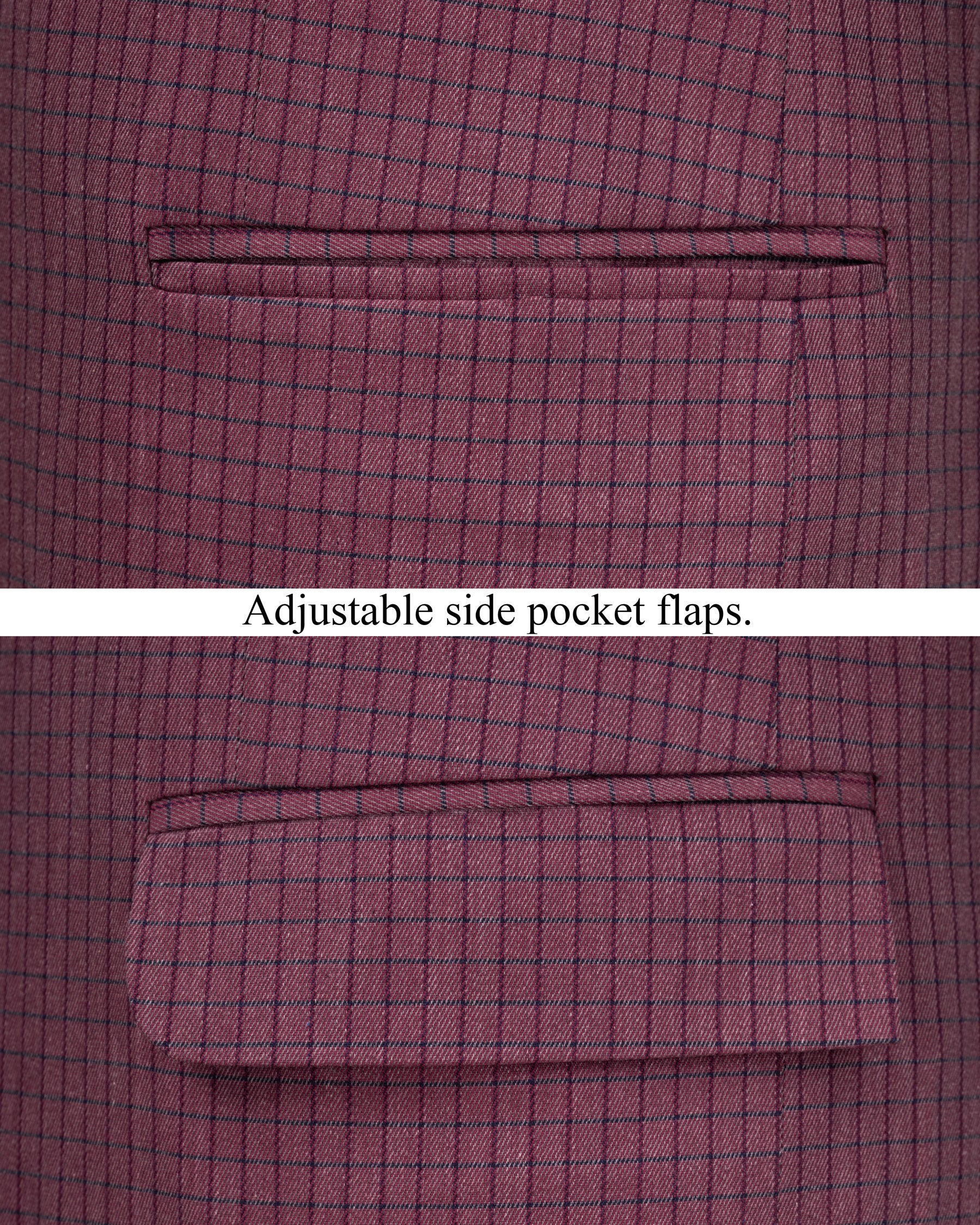 Tuscan Pink Gingham Premium Cotton Bandhgala Designer Blazer BL2185-BG-36, BL2185-BG-38, BL2185-BG-40, BL2185-BG-42, BL2185-BG-44, BL2185-BG-46, BL2185-BG-48, BL2185-BG-50, BL2185-BG-52, BL2185-BG-54, BL2185-BG-56, BL2185-BG-58, BL2185-BG-60
