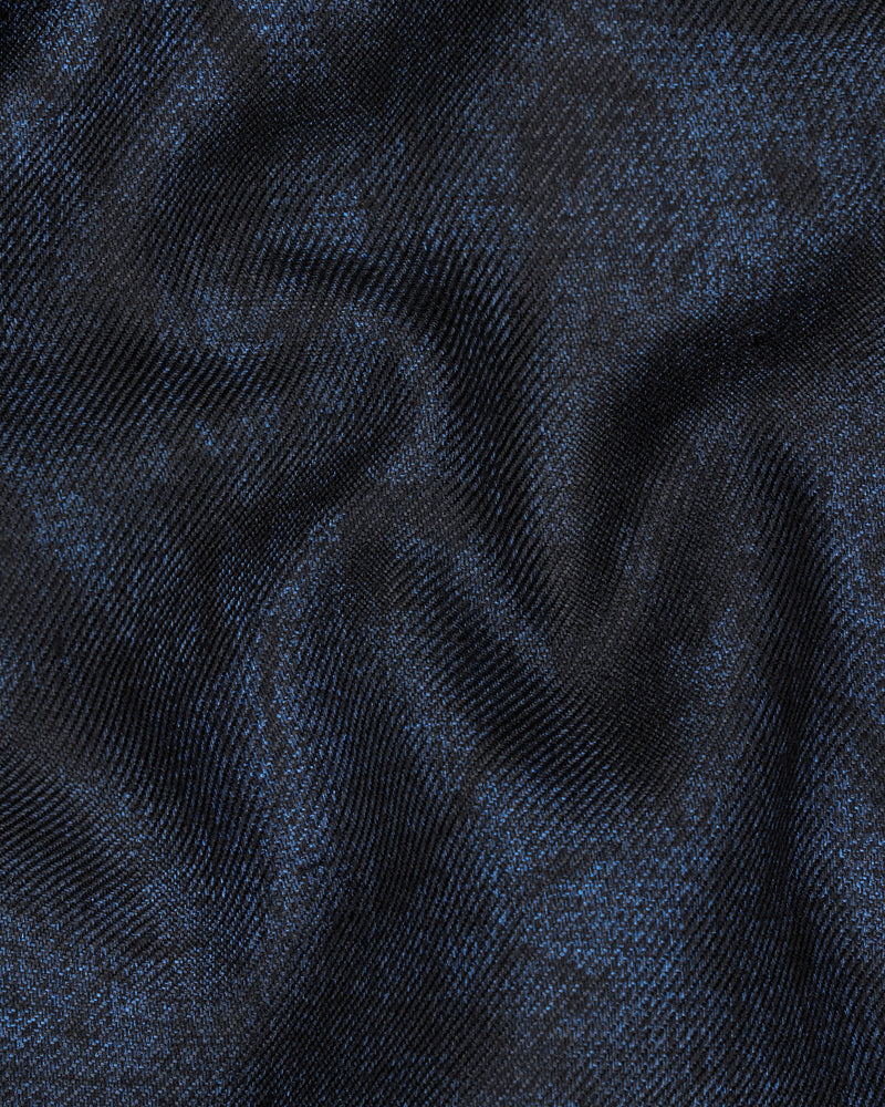 Ebony Navy Blue Vulcan Black Textured Single Breasted Blazer