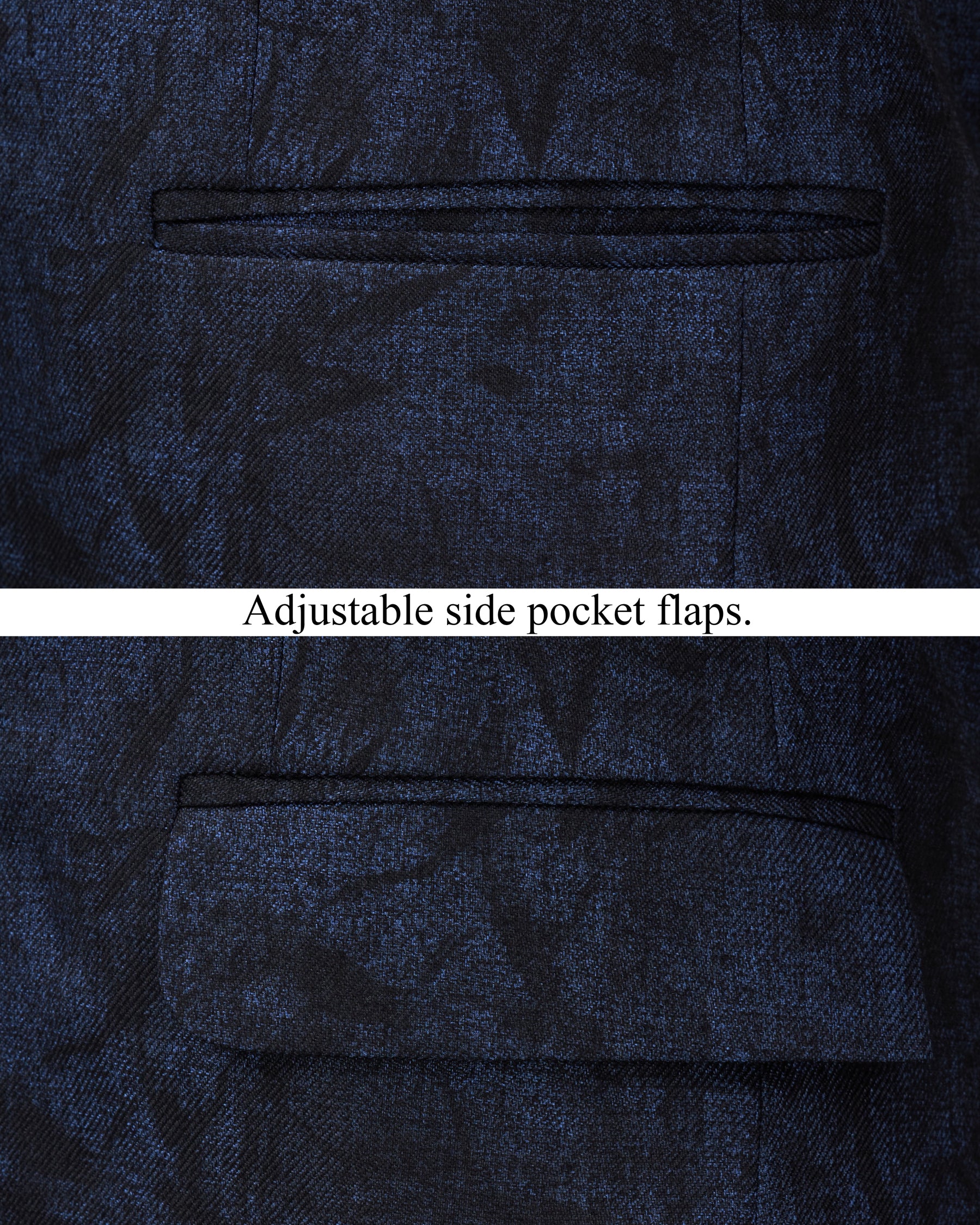 Ebony Blue Vulcan Black Textured Single Breasted Blazer