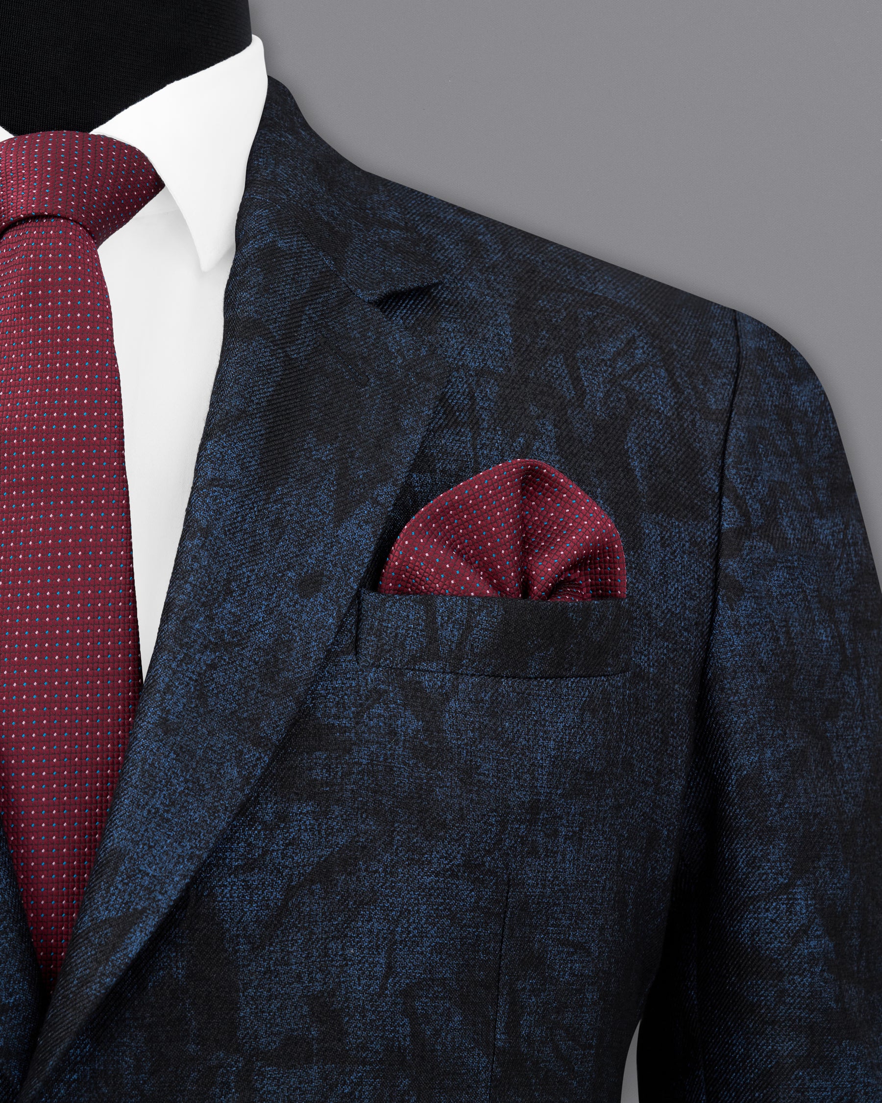 Ebony Blue Vulcan Black Textured Single Breasted Blazer