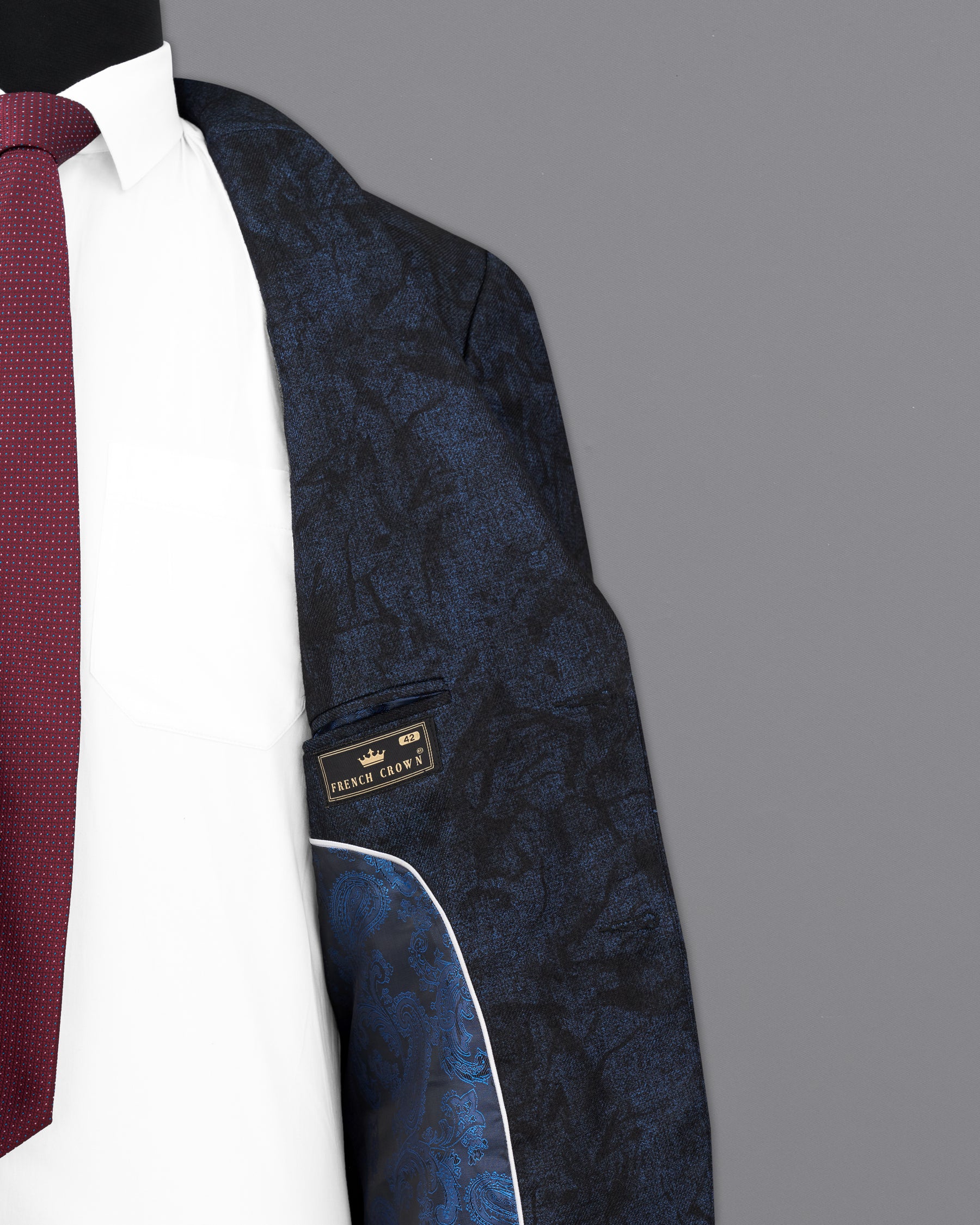 Ebony Blue Vulcan Black Textured Single Breasted Blazer